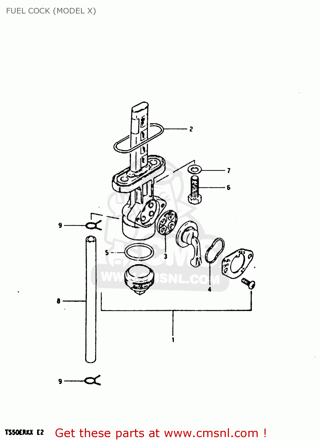 FUEL COCK (MODEL X) TS50ERK 1981 (X) (E02 E16 E21 E22 E41)