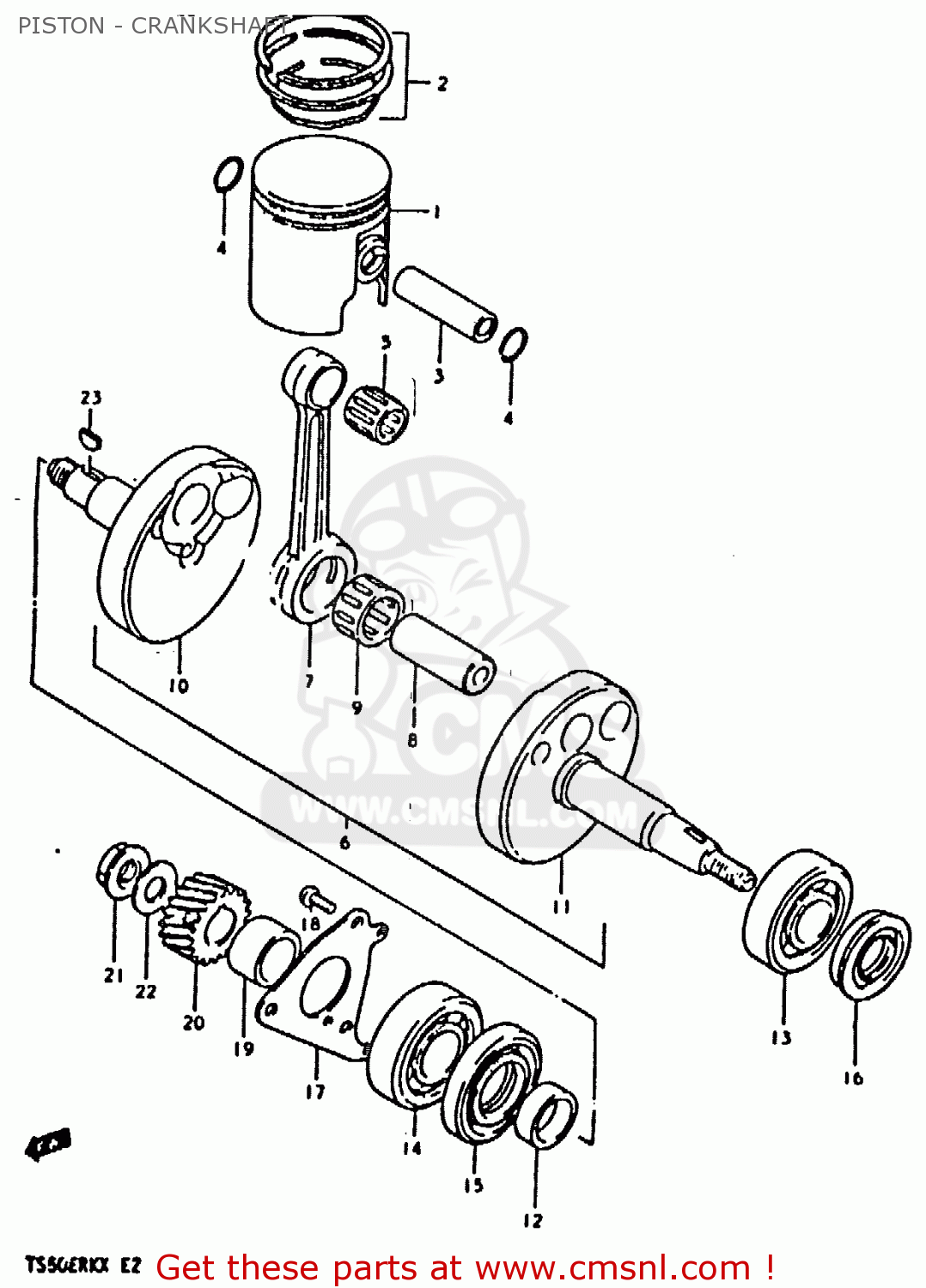PISTON - CRANKSHAFT TS50ERK 1981 (X) (E02 E16 E21 E22 E41)