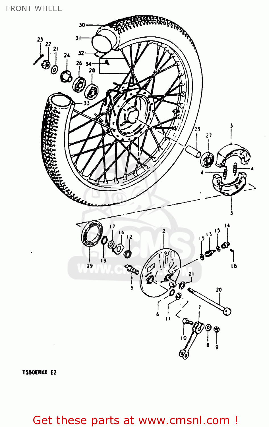 FRONT WHEEL TS50ERK 1981 (X) (E02 E16 E21 E22 E41)