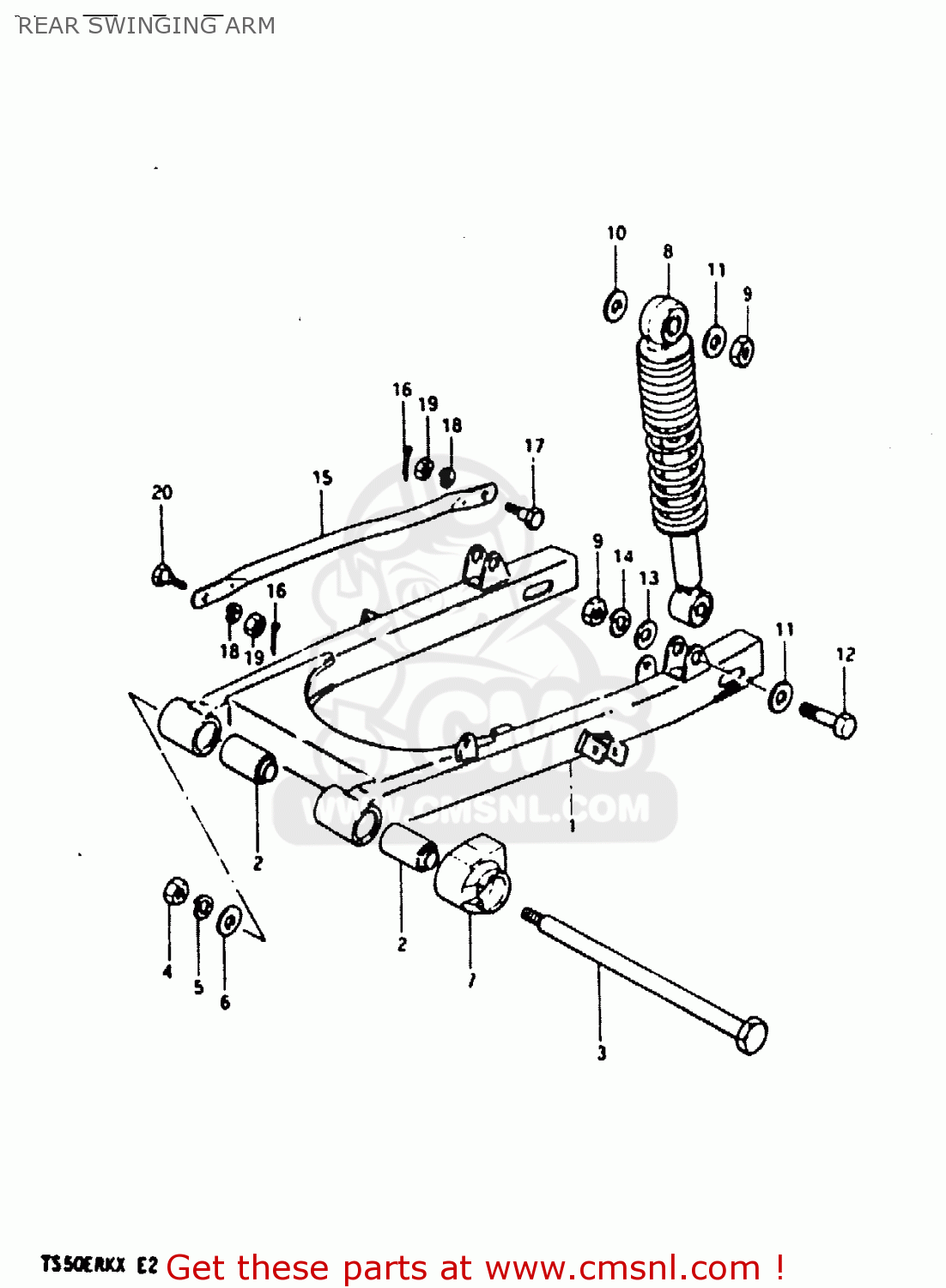 REAR SWINGING ARM TS50ERK 1981 (X) (E02 E16 E21 E22 E41)