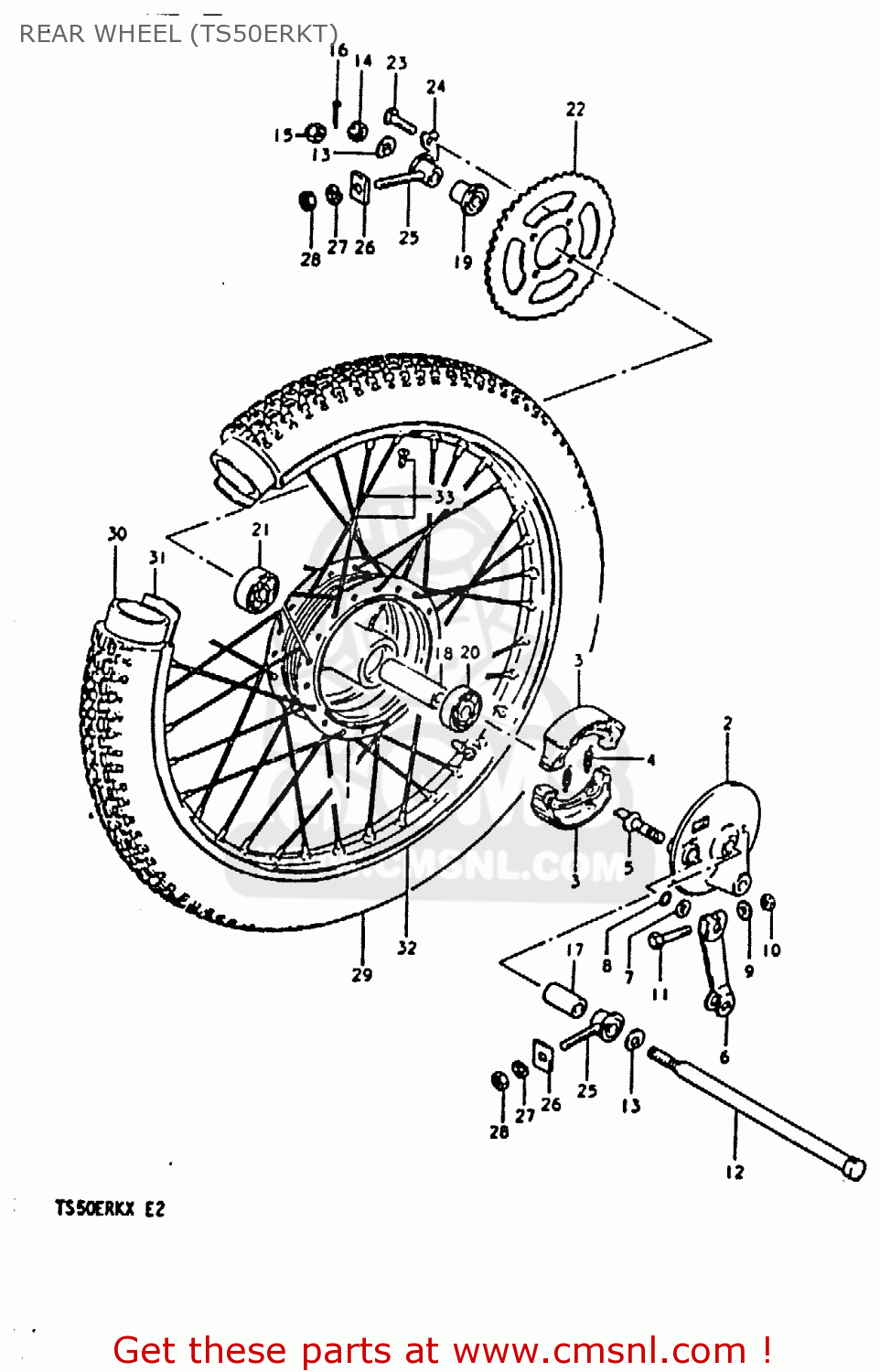 REAR WHEEL (TS50ERKT) TS50ERK 1981 (X) (E02 E16 E21 E22 E41)
