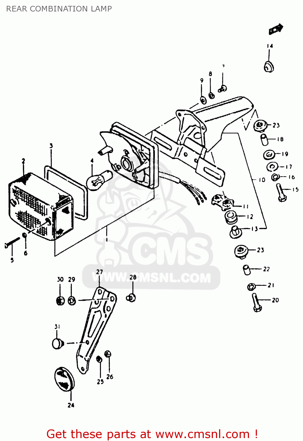 REAR COMBINATION LAMP TS50ERK 1983 D) (E02 E16 E22)