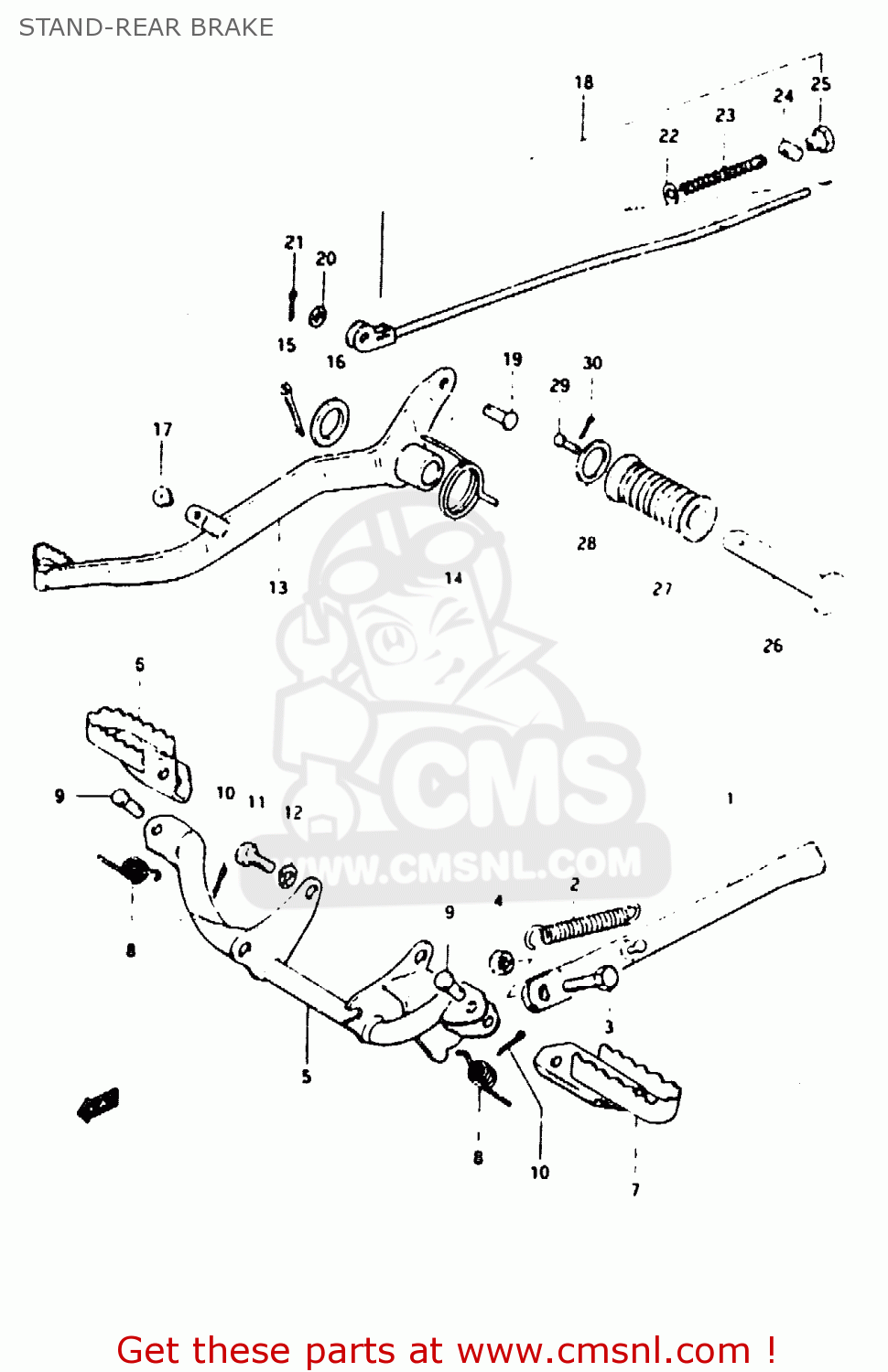 STAND-REAR BRAKE TS50ERK 1983 D) (E02 E16 E22)
