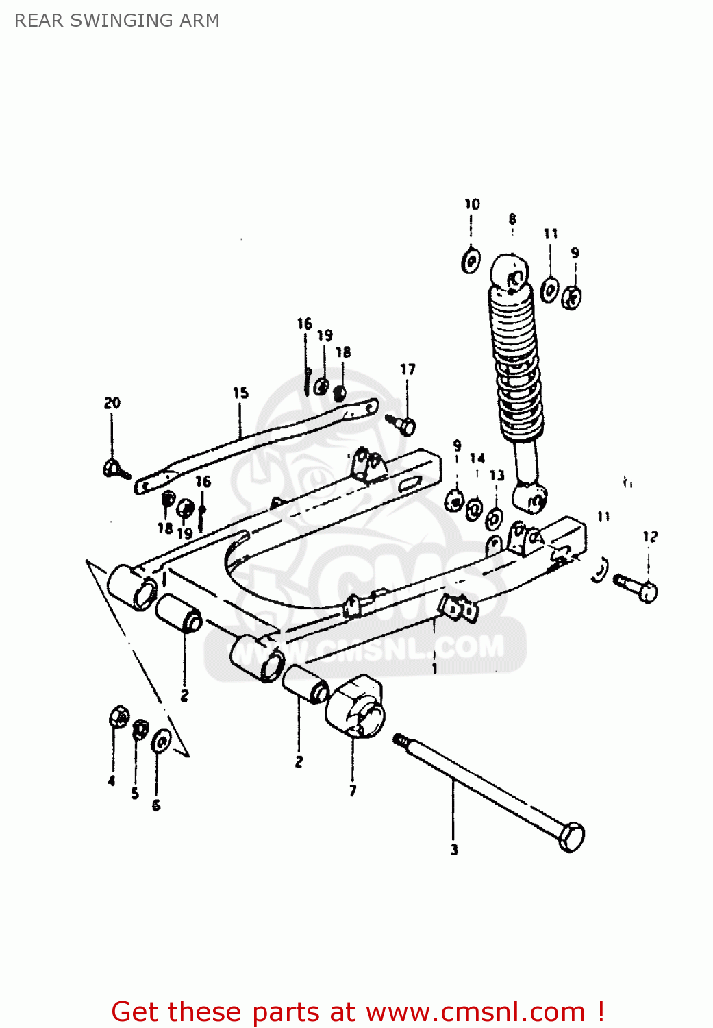 REAR SWINGING ARM TS50ERK 1983 D) (E02 E16 E22)