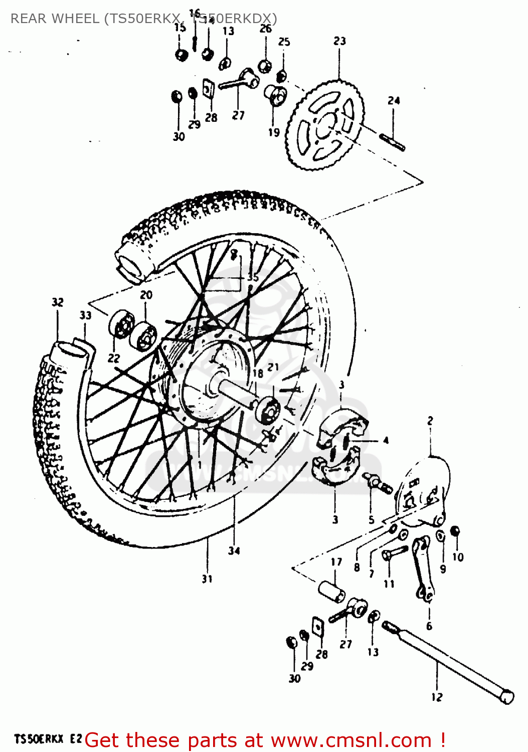 REAR WHEEL (TS50ERKX, TS50ERKDX) TS50ERKD 1981 (X) (E17 E21 E41)