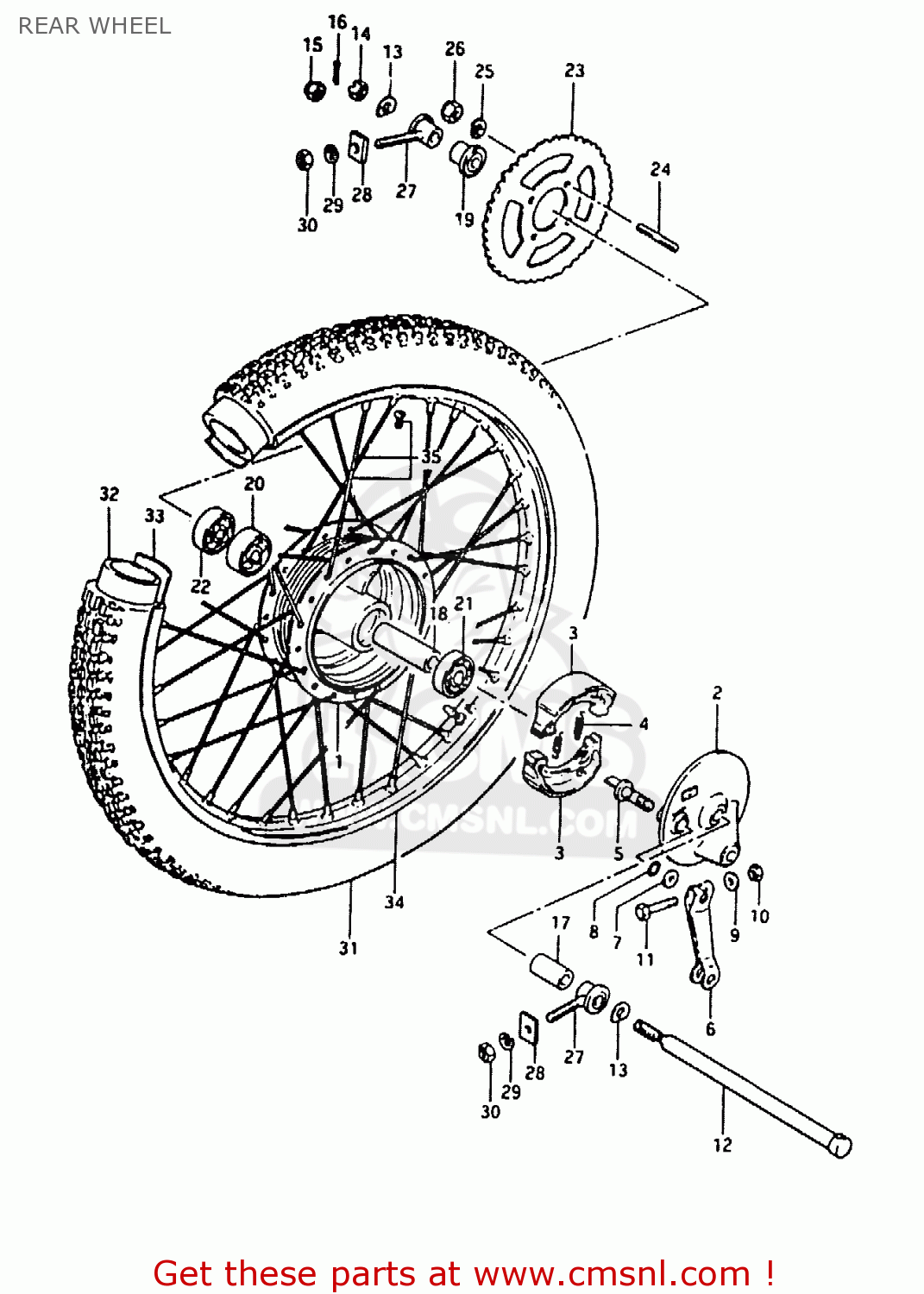 REAR WHEEL TS50ERKD 1983 (D) (E17 E18 E21 E41)