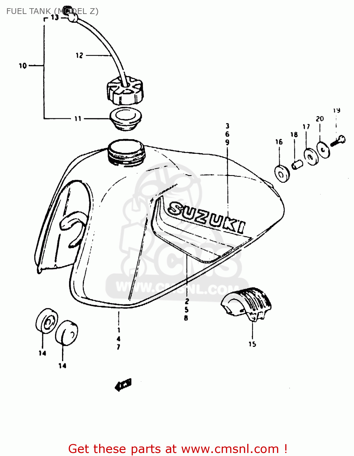 FUEL TANK (MODEL Z) TS50ERKDB 1982 (Z) ZWITSERLAND (E18)