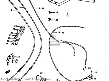HANDLEBAR - CONTROL CABLE - TS50ERKDB 1982 (Z) ZWITSERLAND (E18)