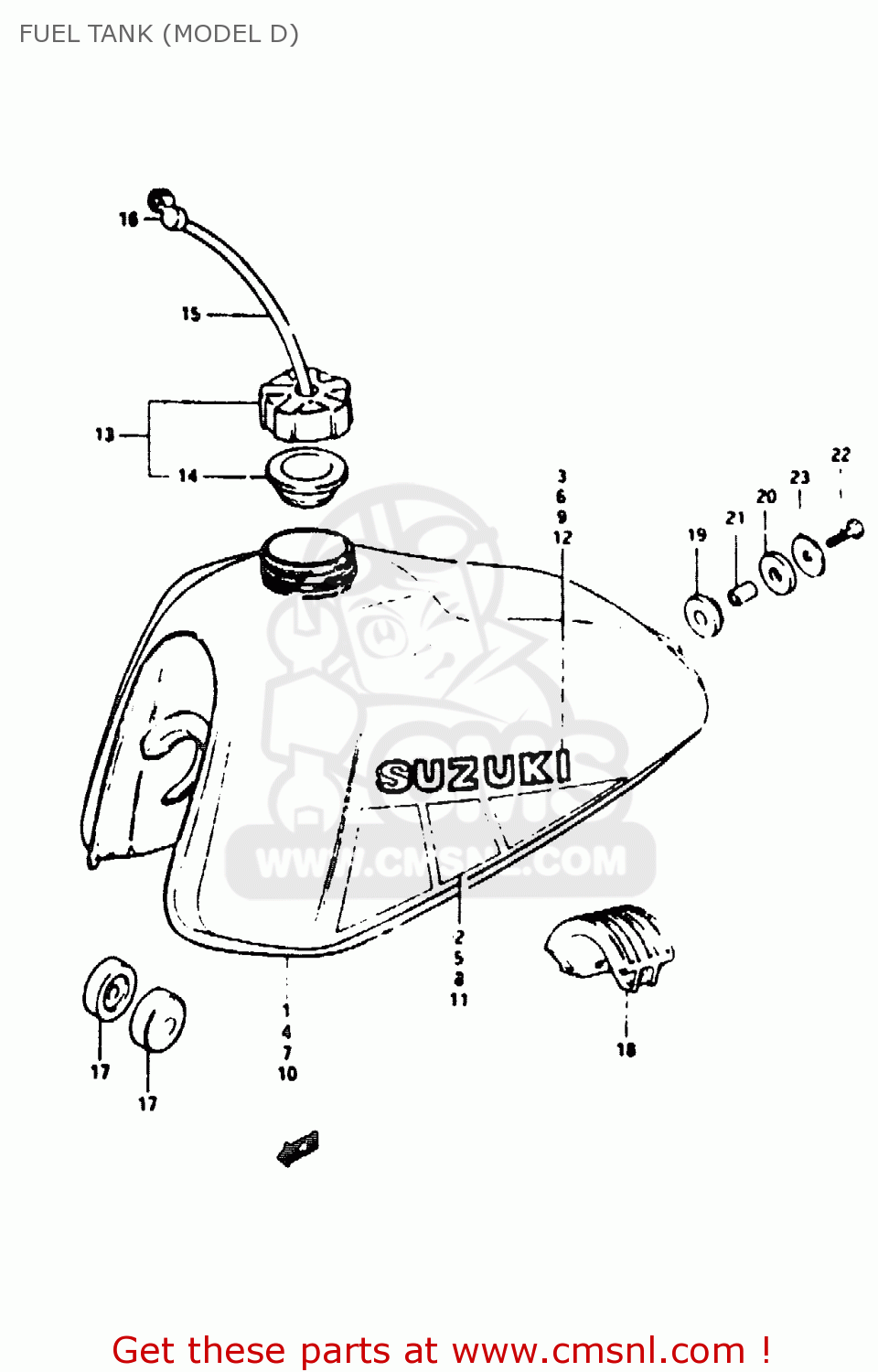 FUEL TANK (MODEL D) TS50ERKDB 1983 (D) ZWITSERLAND (E18)
