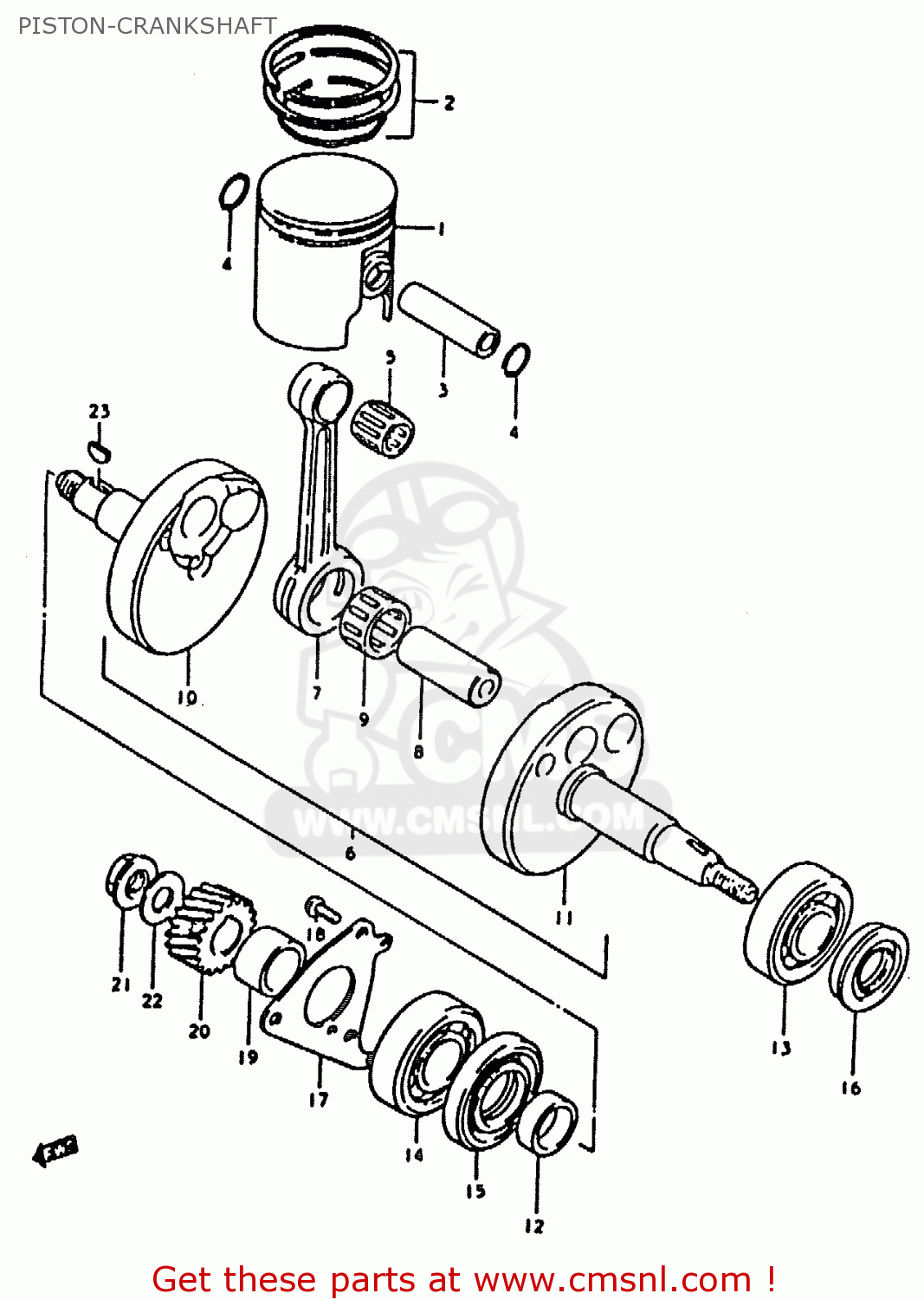 PISTON-CRANKSHAFT TS50ERKDB 1983 (D) ZWITSERLAND (E18)