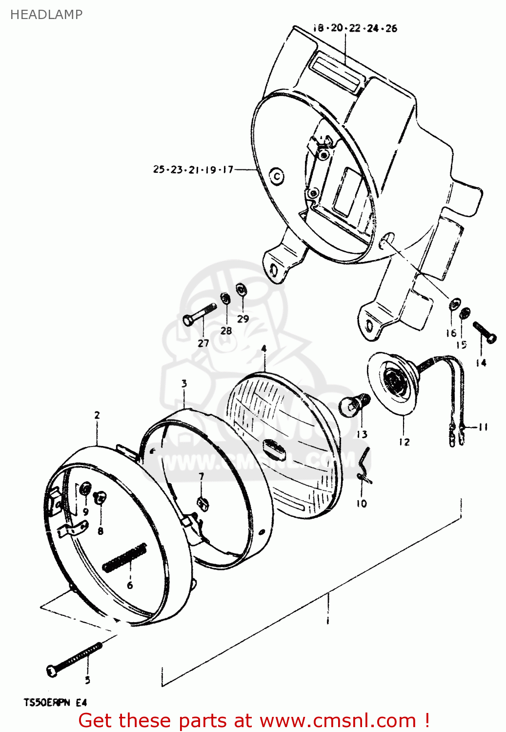 HEADLAMP TS50ERP 1979 (N)