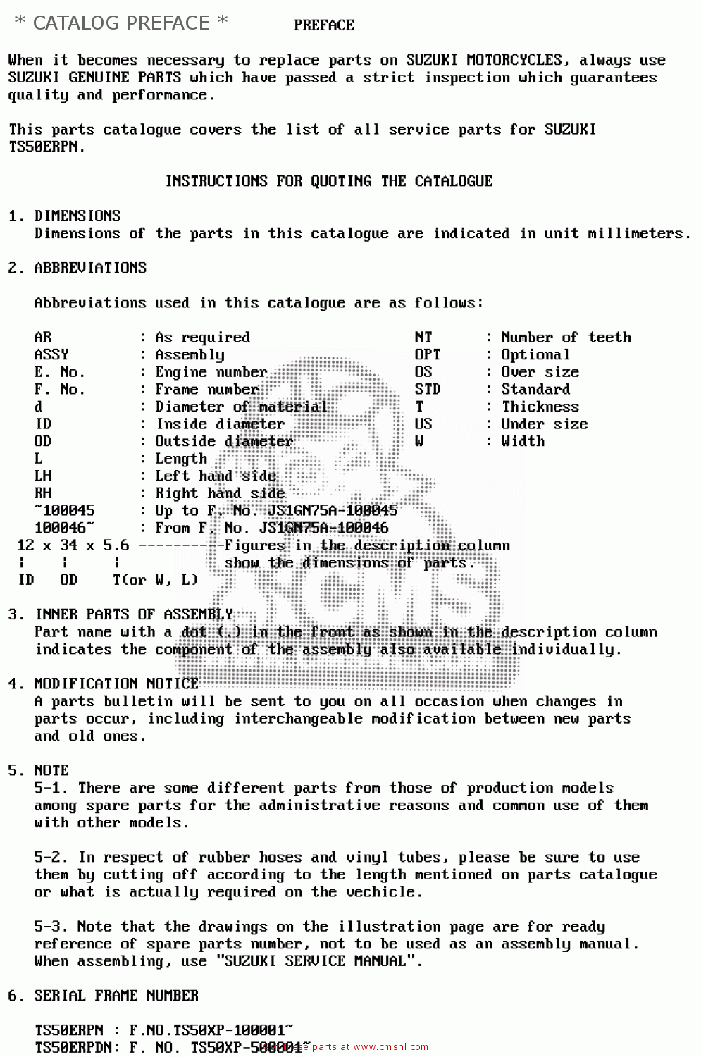 * CATALOG PREFACE * TS50ERP 1979 (N)