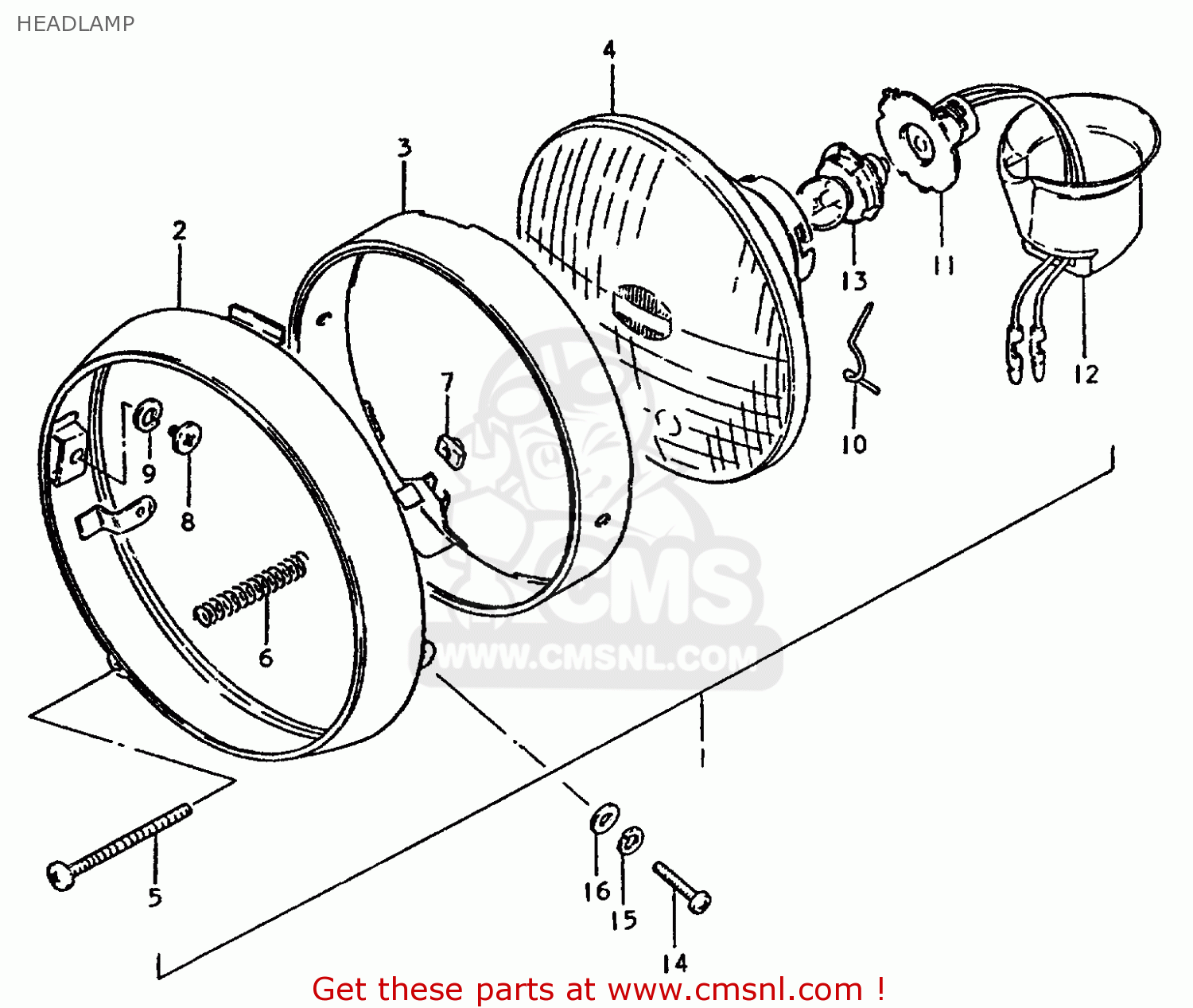 HEADLAMP TS50ERP 1981 (T) FRANCE NETHERLANDS (E04 E25)