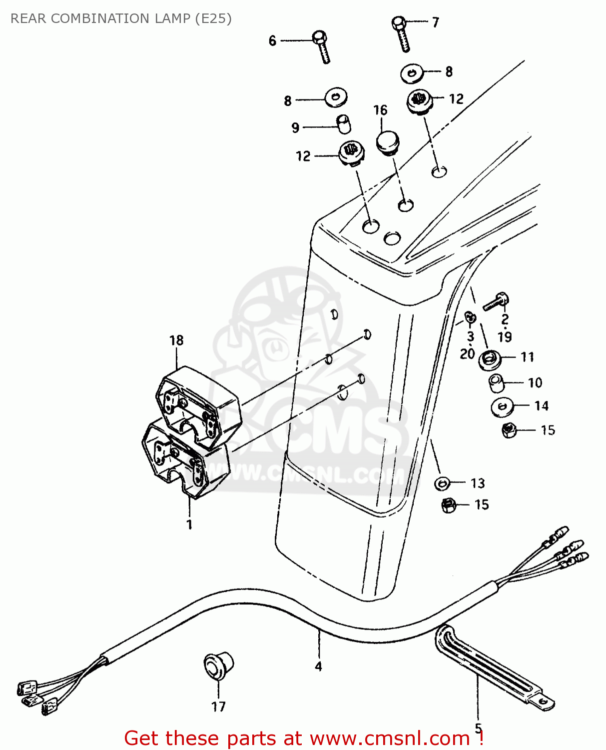 REAR COMBINATION LAMP (E25) TS50ERP 1981 (T) FRANCE NETHERLANDS (E04 E25)
