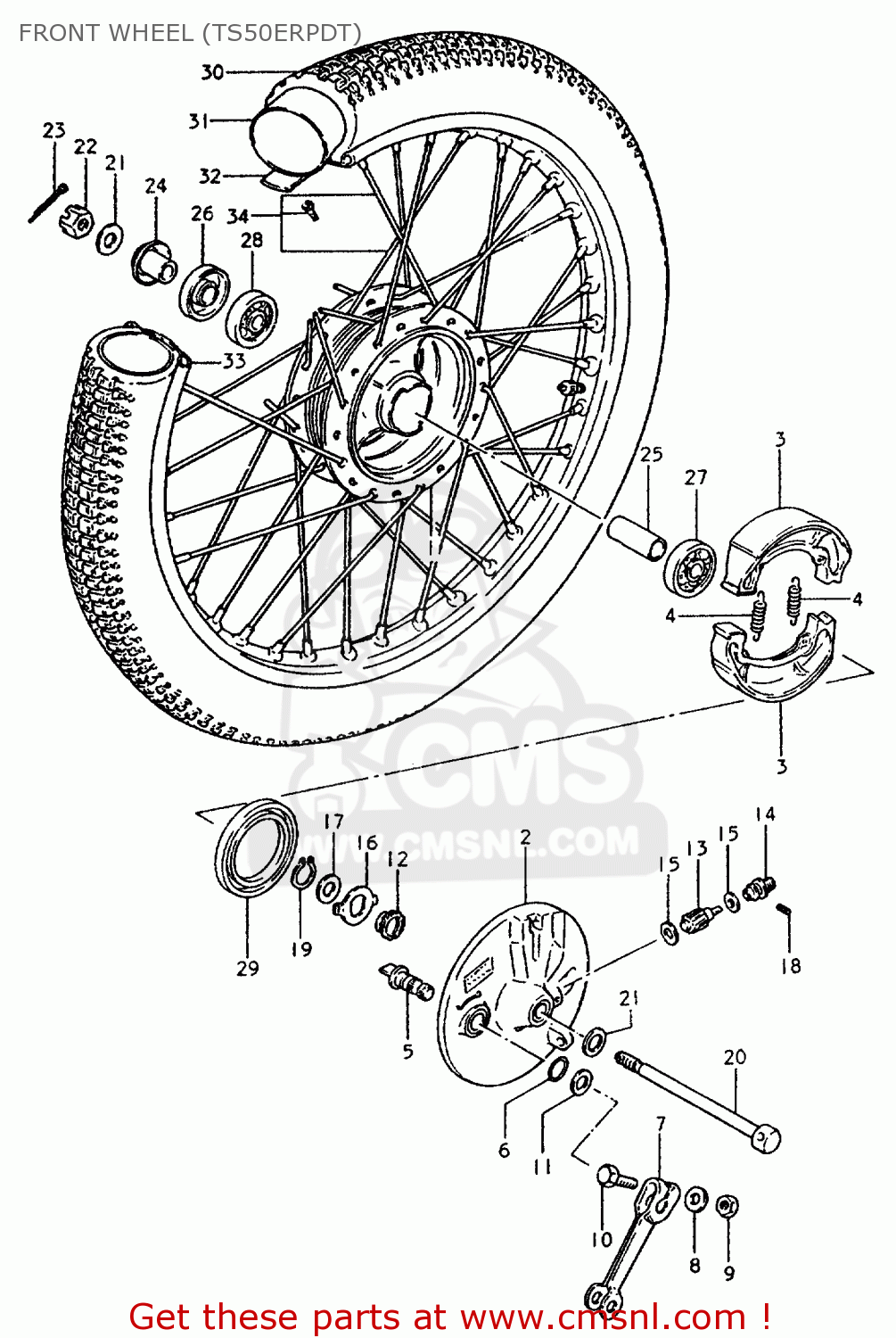 FRONT WHEEL (TS50ERPDT) TS50ERP 1981 (T) FRANCE NETHERLANDS (E04 E25)