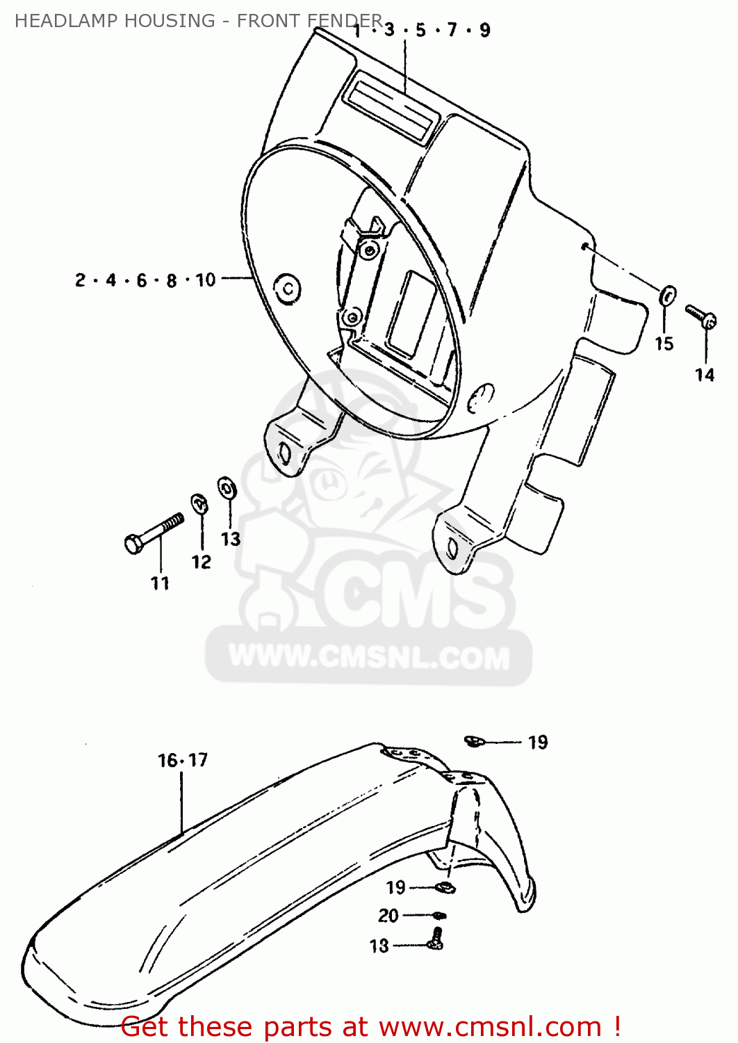 HEADLAMP HOUSING - FRONT FENDER TS50ERPD 1981 (T) FRANCE (E04)