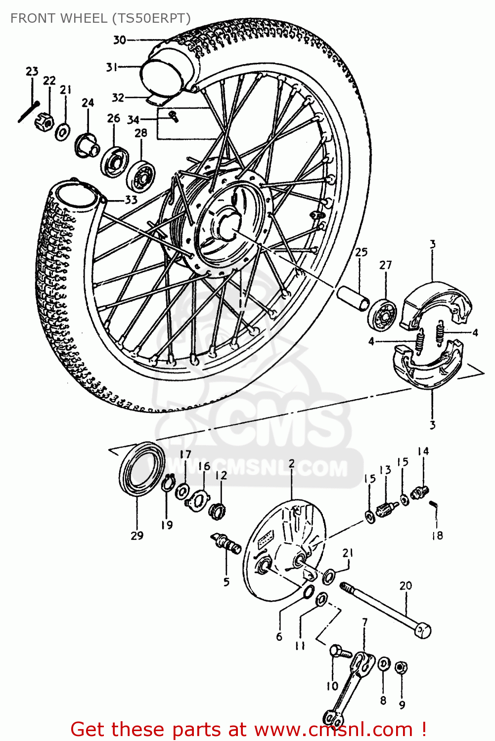 FRONT WHEEL (TS50ERPT) TS50ERPD 1981 (T) FRANCE (E04)