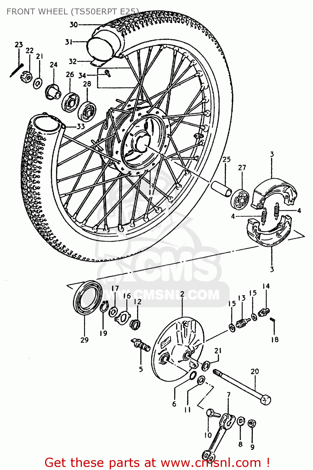FRONT WHEEL (TS50ERPT E25) TS50ERPD 1981 (T) FRANCE (E04)