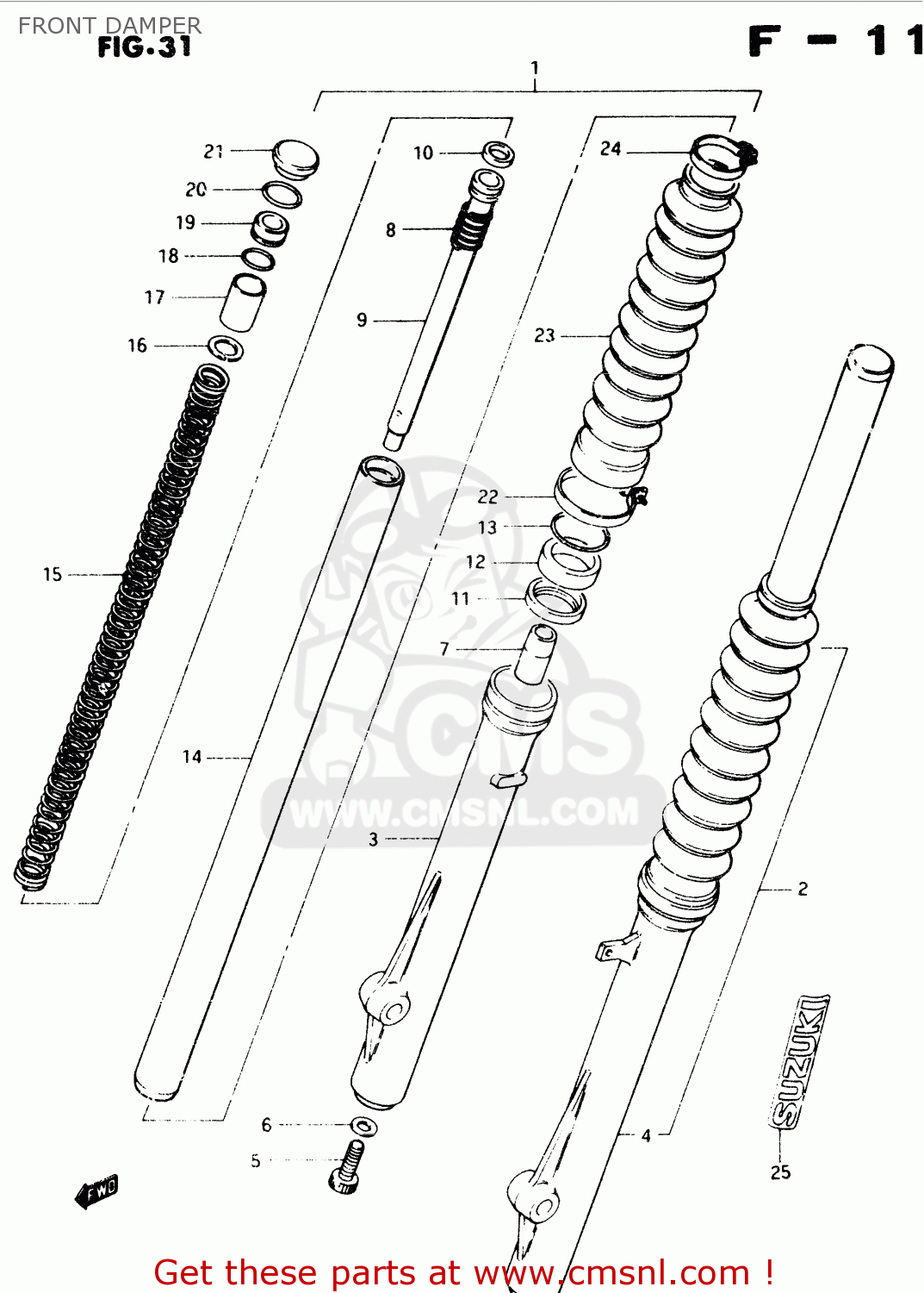 FRONT DAMPER TS50XK 1984 (E) (E02 E16 E18 E21)