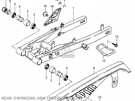 REAR SWINGING ARM (MODEL M/R E22) - TS50XK 1984 (E) (E02 E16 E18 E21)