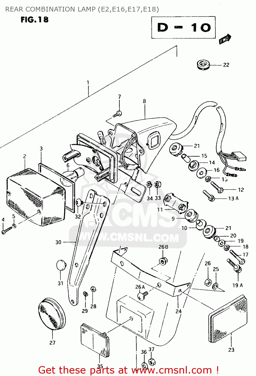 REAR COMBINATION LAMP (E2,E16,E17,E18) TS50XK 1986 (G) (E02 E16 E18 E21 E25)