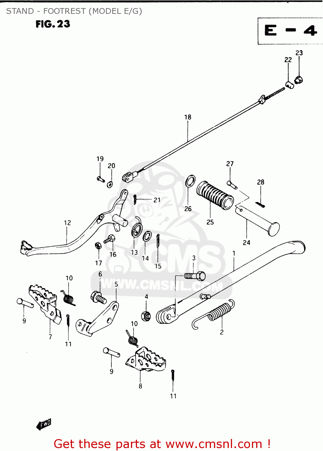 STAND - FOOTREST (MODEL E/G) TS50XK 1986 (G) (E02 E16 E18 E21 E25)