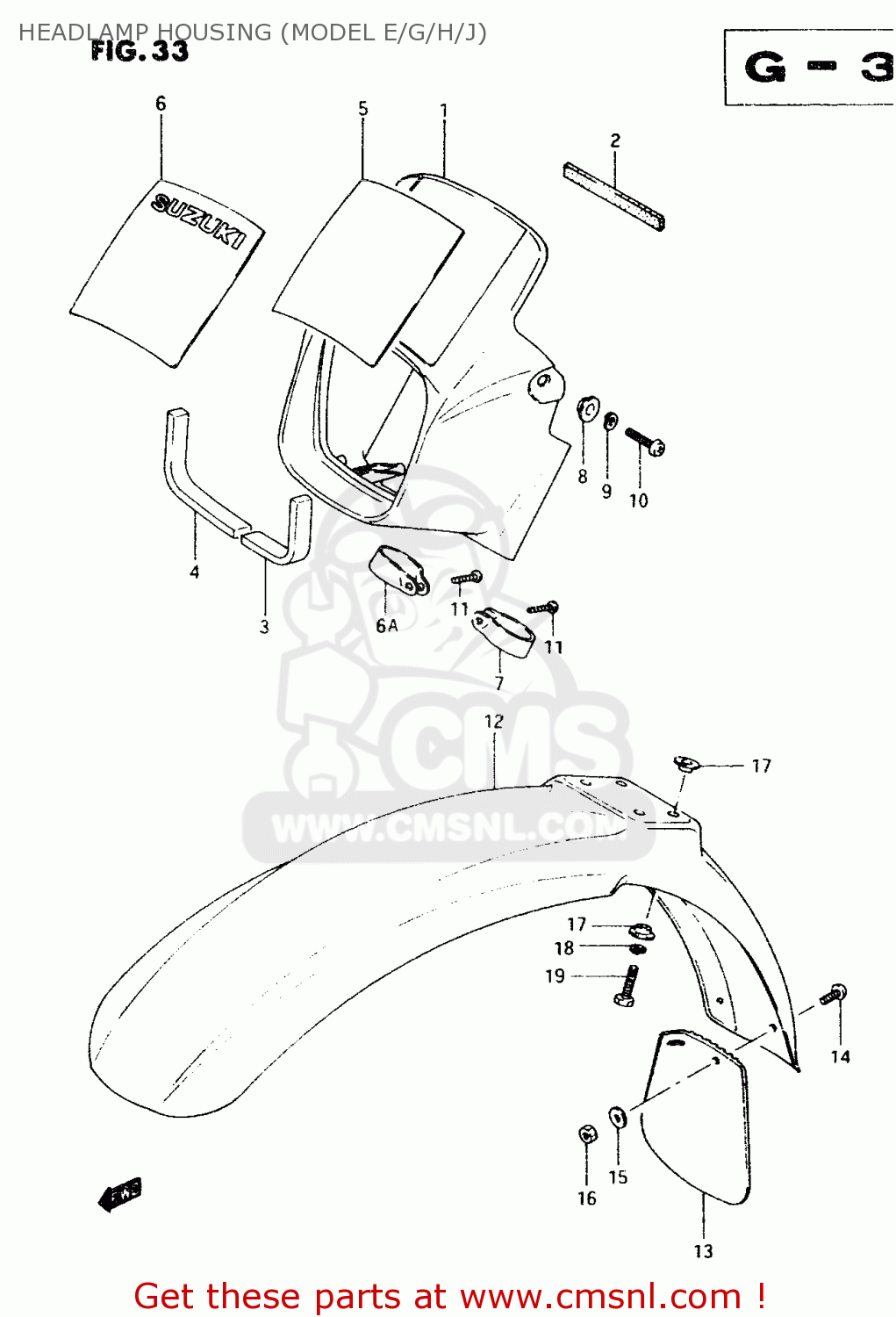 HEADLAMP HOUSING (MODEL E/G/H/J) TS50XK 1986 (G) (E02 E16 E18 E21 E25)