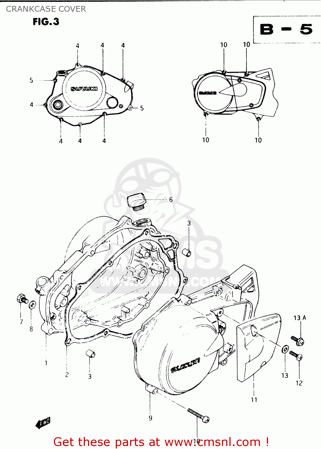 CRANKCASE COVER TS50XK 1986 (G) (E02 E16 E18 E21 E25)