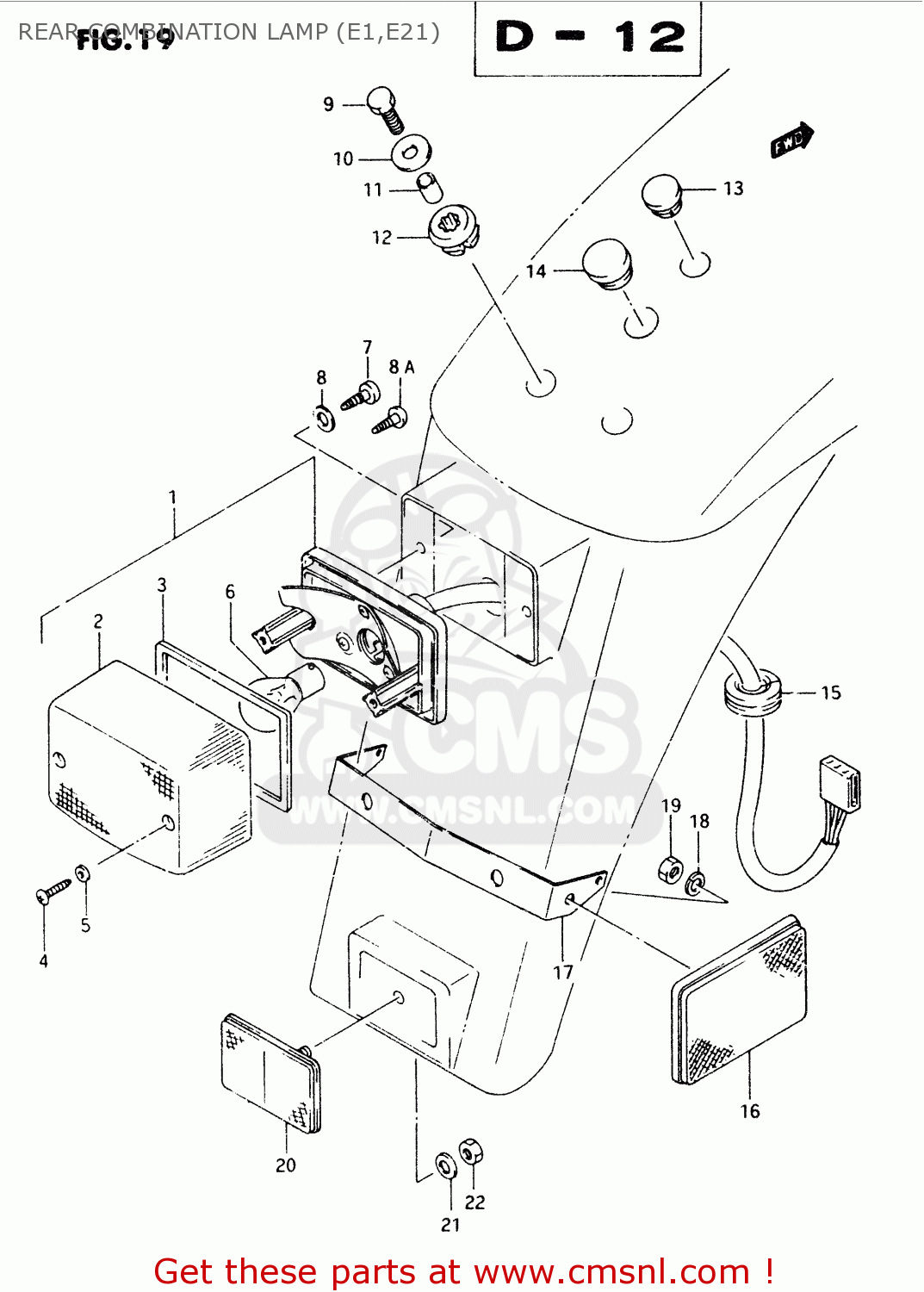 REAR COMBINATION LAMP (E1,E21) TS50XK 1987 (H) (E02 E16 E18 E21 E25)