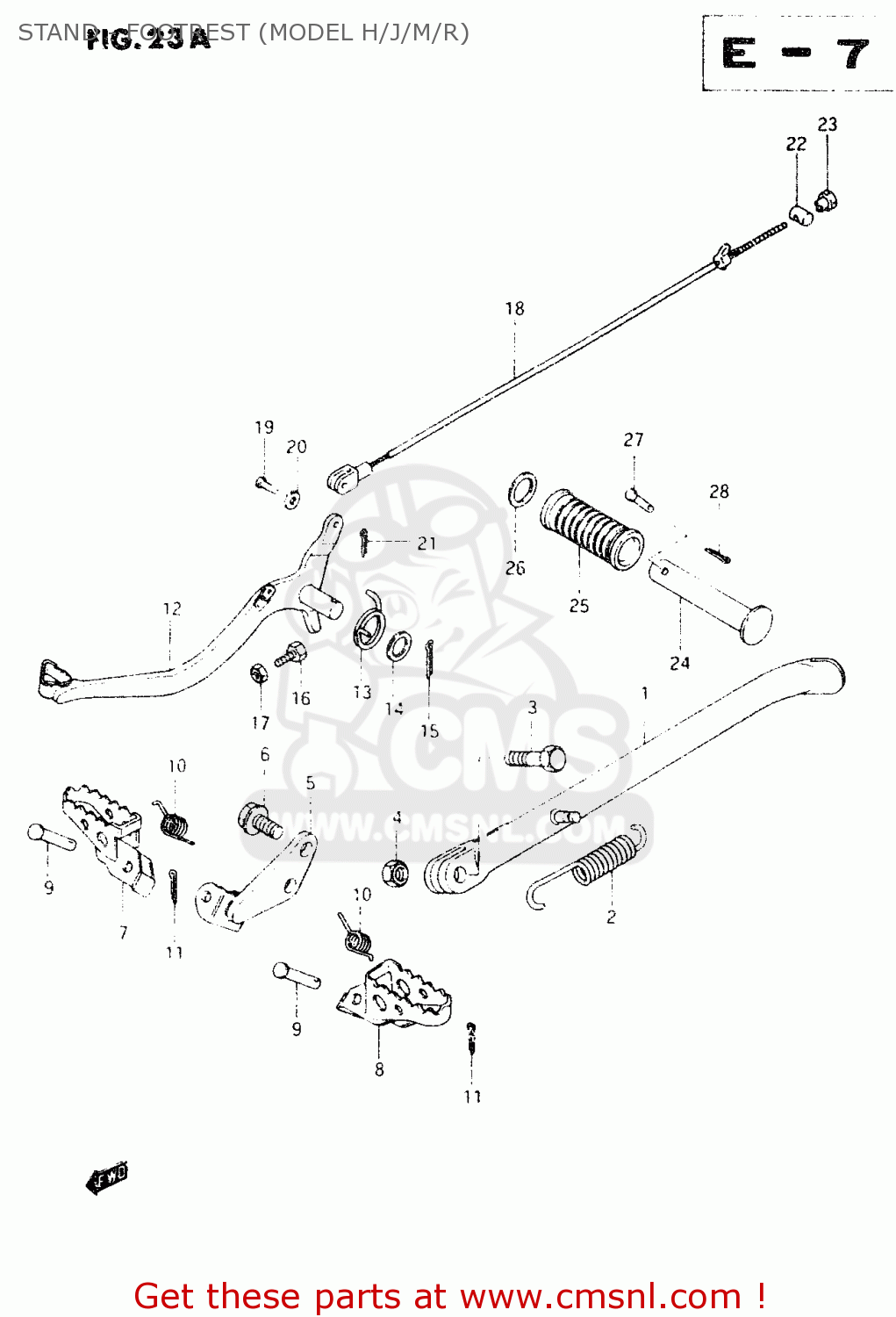 STAND - FOOTREST (MODEL H/J/M/R) TS50XK 1987 (H) (E02 E16 E18 E21 E25)