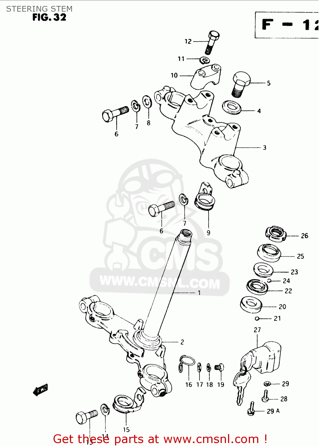 STEERING STEM TS50XK 1987 (H) (E02 E16 E18 E21 E25)
