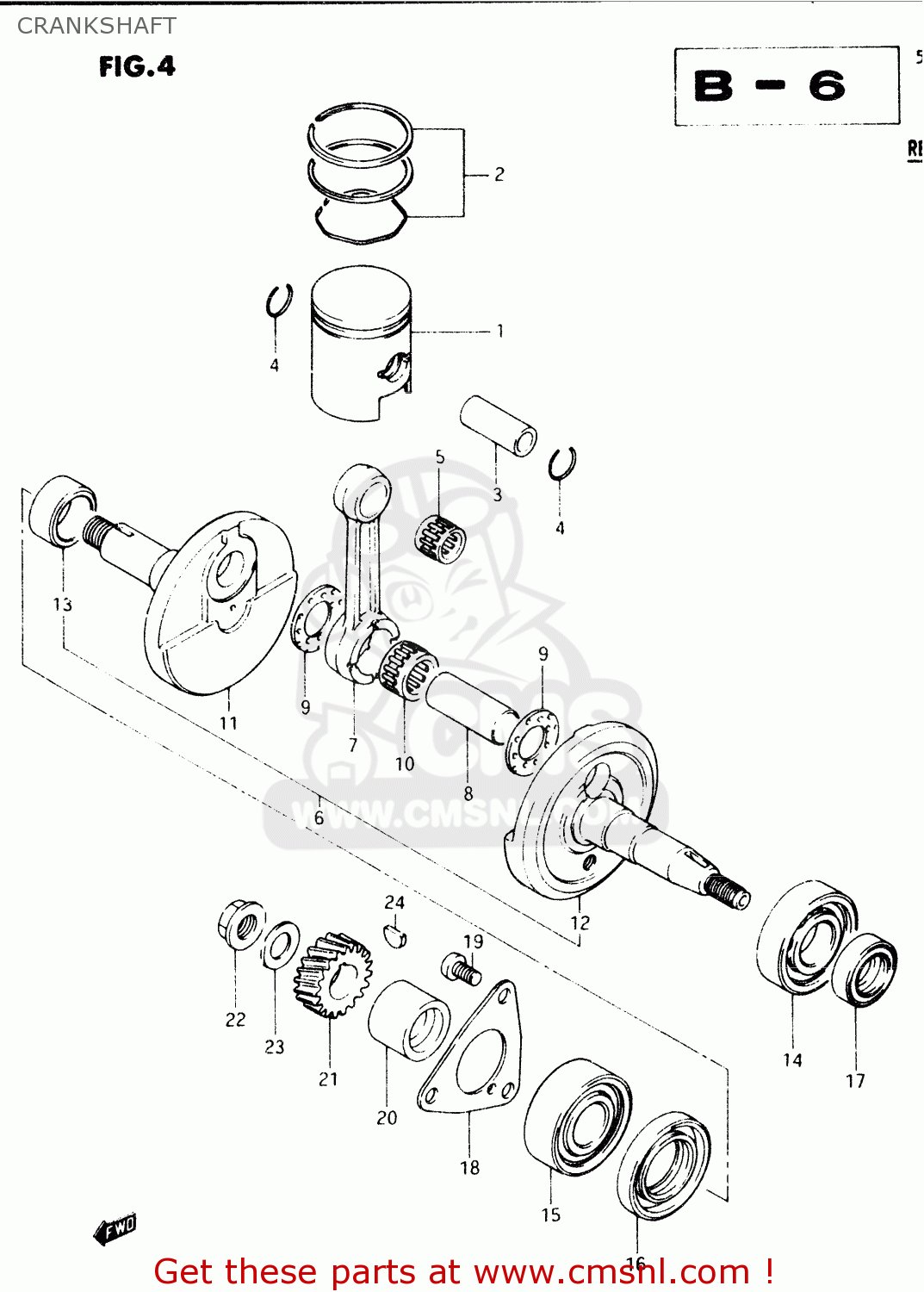 CRANKSHAFT TS50XK 1987 (H) (E02 E16 E18 E21 E25)