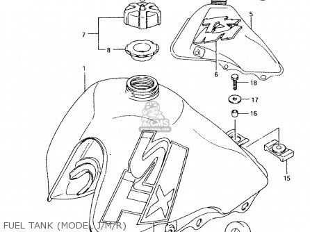 FUEL TANK (MODEL J/M/R) - TS50XK 1987 (H) (E02 E16 E18 E21 E25)