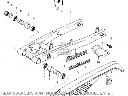 REAR SWINGING ARM (MODEL E/G/H/J E16,MODEL E/H E18) - TS50XK 1987 (H) (E02 E16 E18 E21 E25)