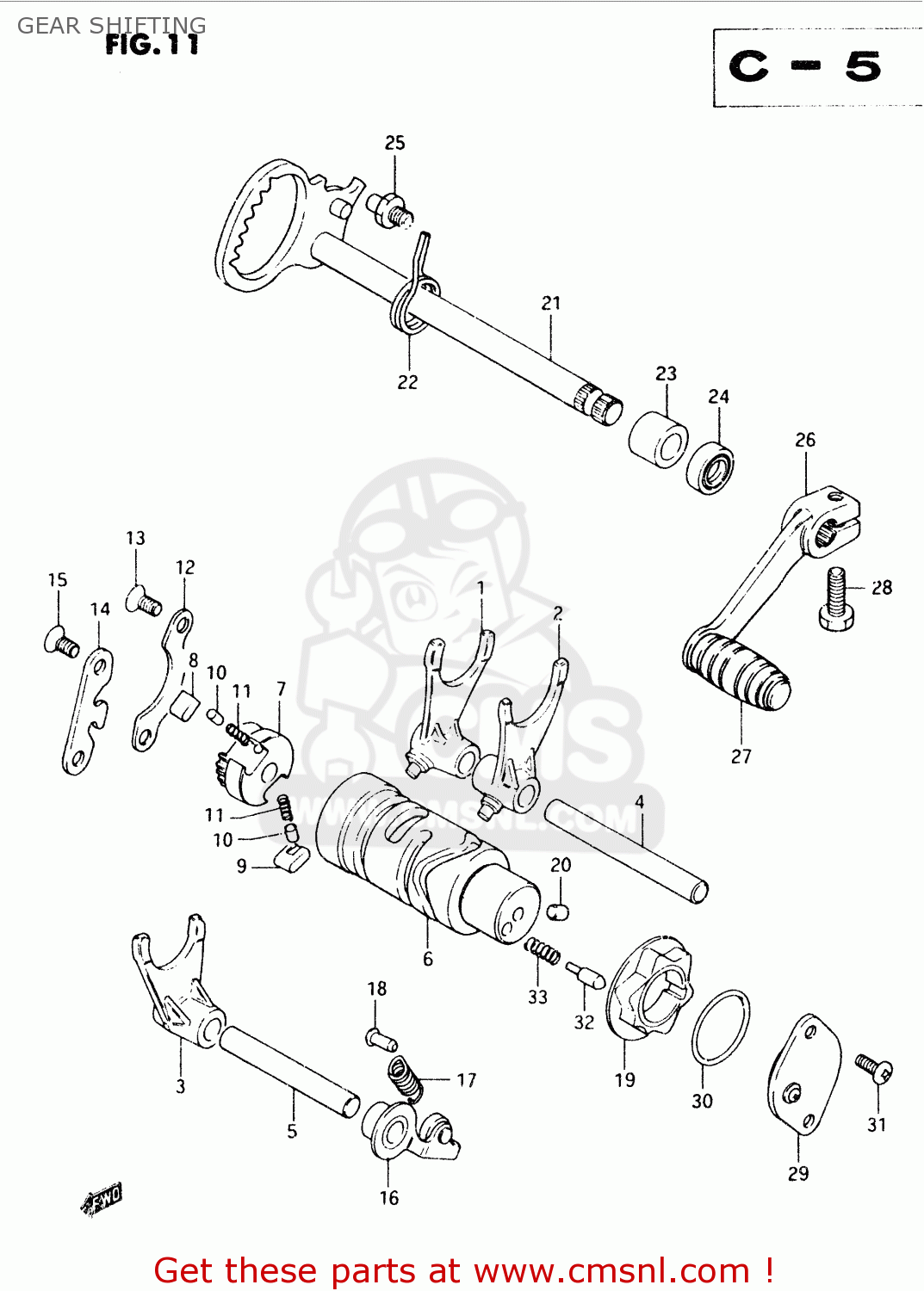 GEAR SHIFTING TS50XK 1988 (J) (E01 E02 E16 E18 E21 E25)