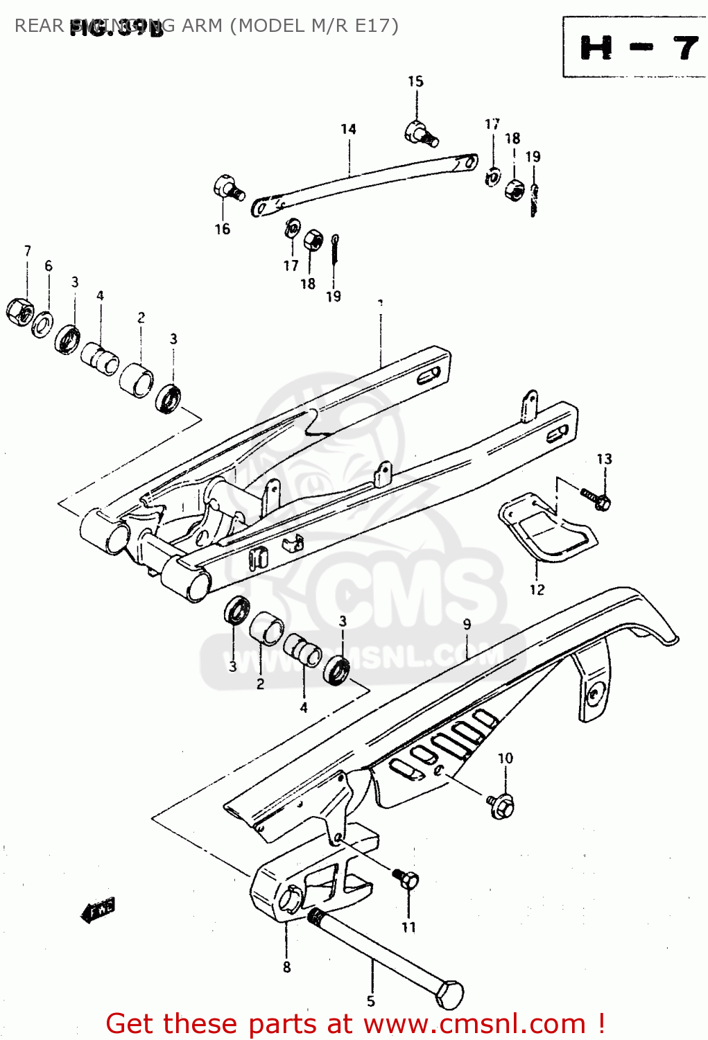 REAR SWINGING ARM (MODEL M/R E17) TS50XK 1991 (M) (E01 E02 E16 E17 E18 E21 E22 E25)