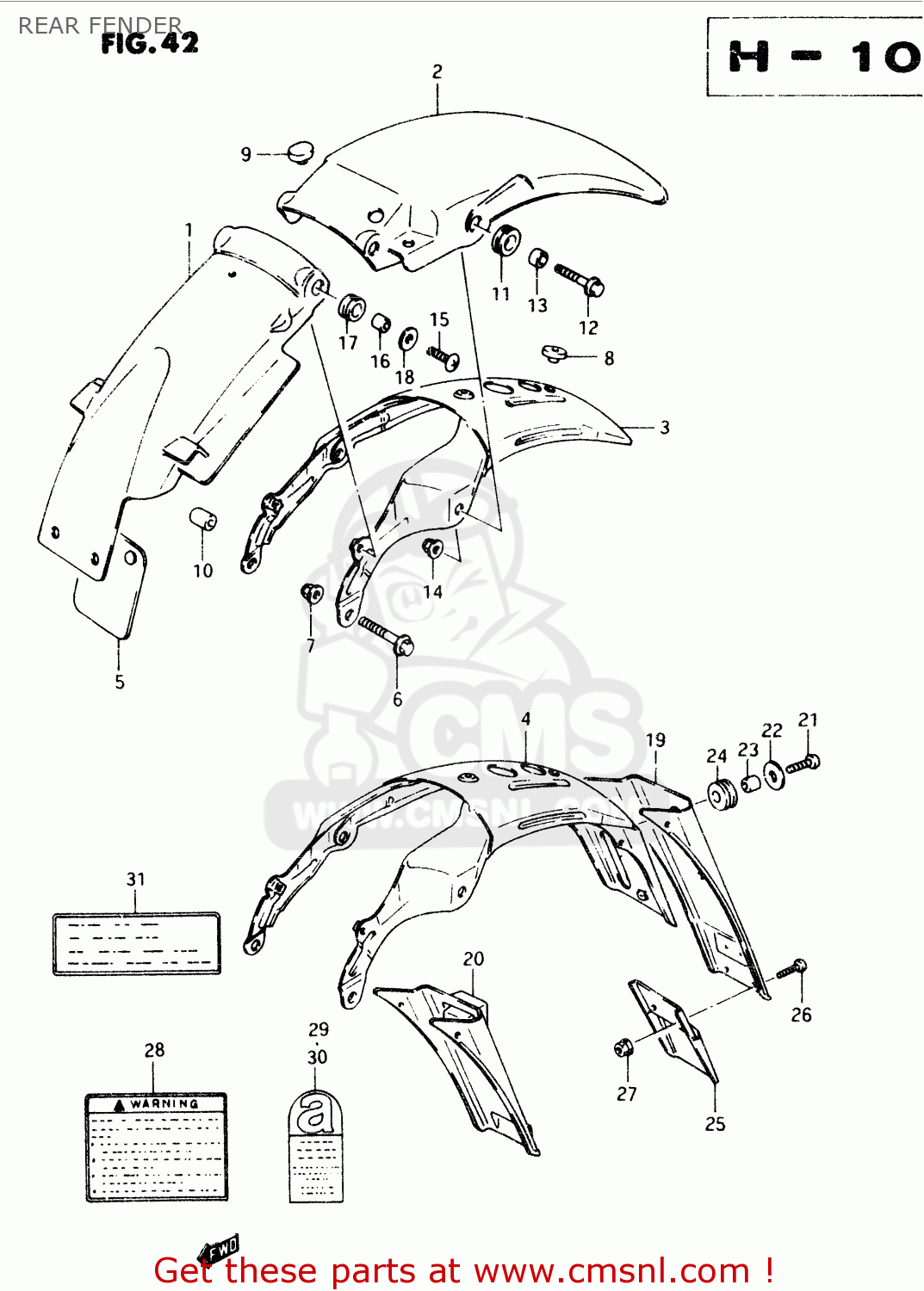 REAR FENDER TS50XK 1991 (M) (E01 E02 E16 E17 E18 E21 E22 E25)