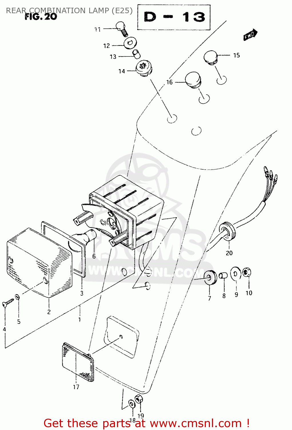 REAR COMBINATION LAMP (E25) TS50XK 1994 (R) (E01 E02 E16 E17 E18 E22 E25)