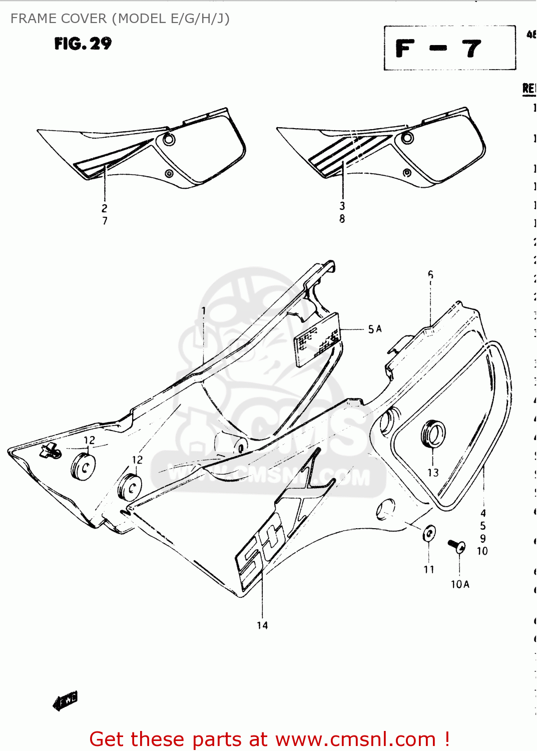 FRAME COVER (MODEL E/G/H/J) TS50XK 1994 (R) (E01 E02 E16 E17 E18 E22 E25)