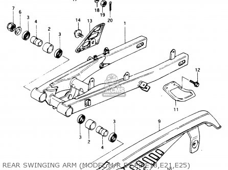 REAR SWINGING ARM (MODEL M/R E1,E2,E18,E21,E25) - TS50XK 1994 (R) (E01 E02 E16 E17 E18 E22 E25)