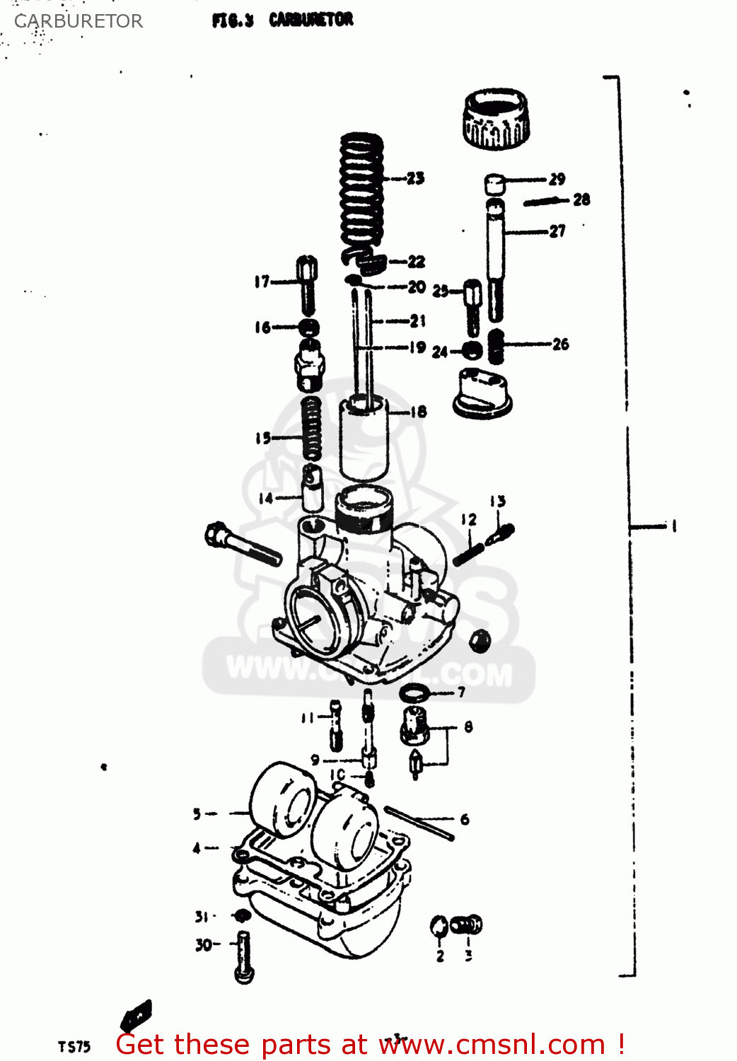 CARBURETOR TS75 1975 (M) USA (E03)