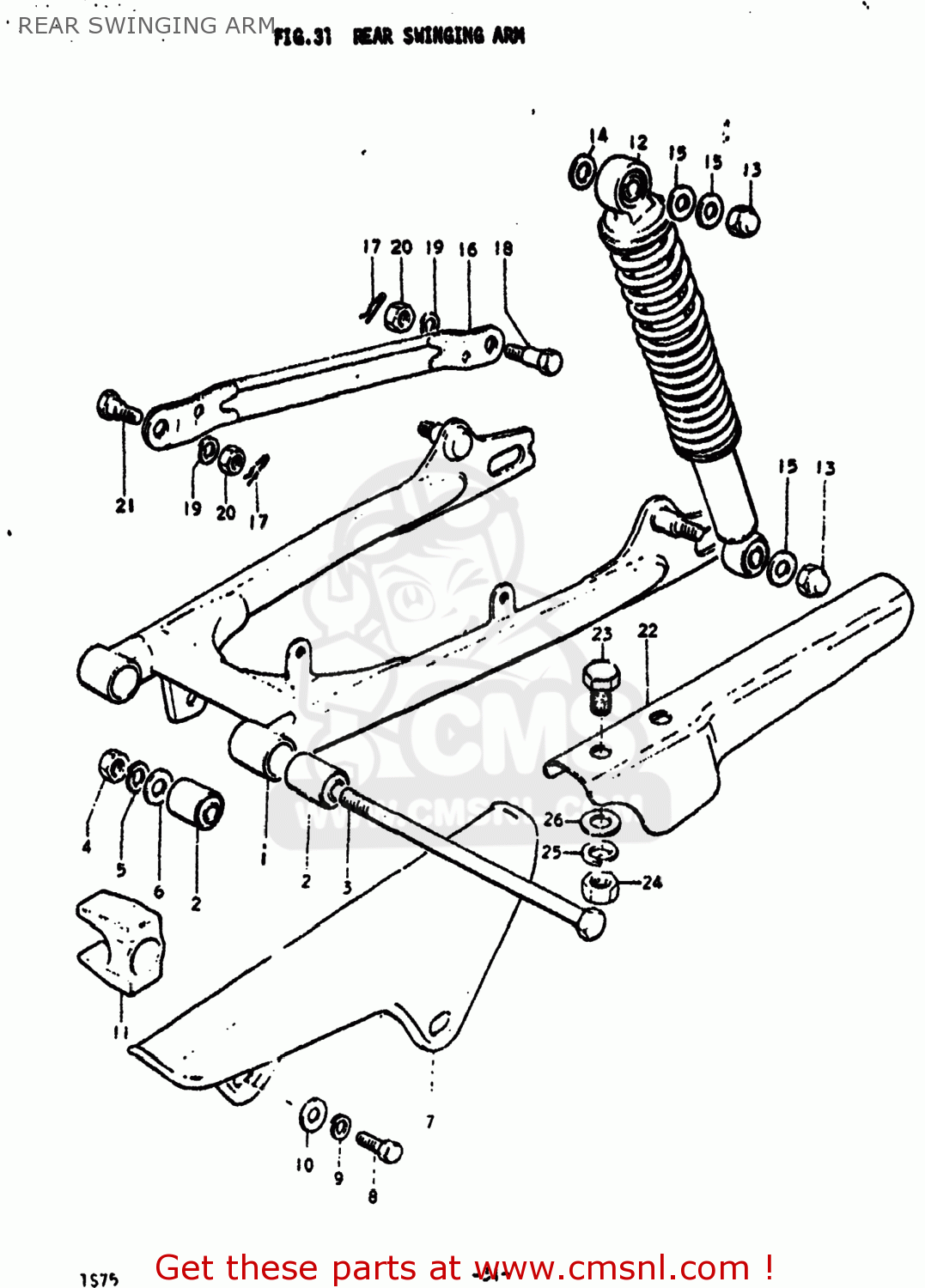 REAR SWINGING ARM TS75 1975 (M) USA (E03)