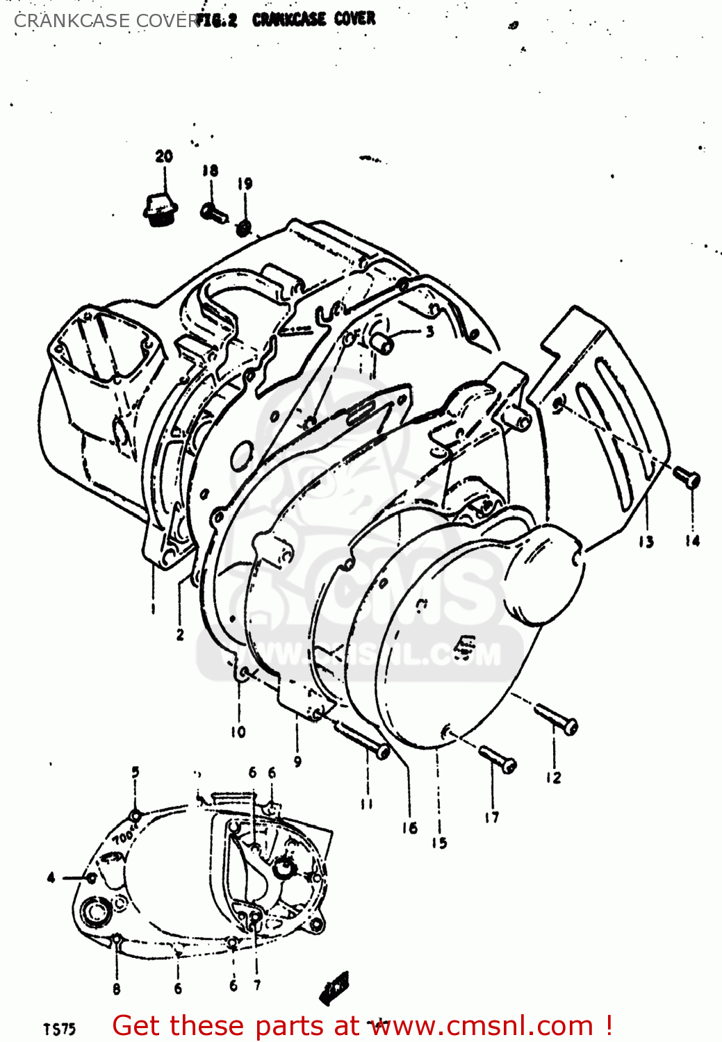 CRANKCASE COVER TS75 1976 (A) USA (E03)