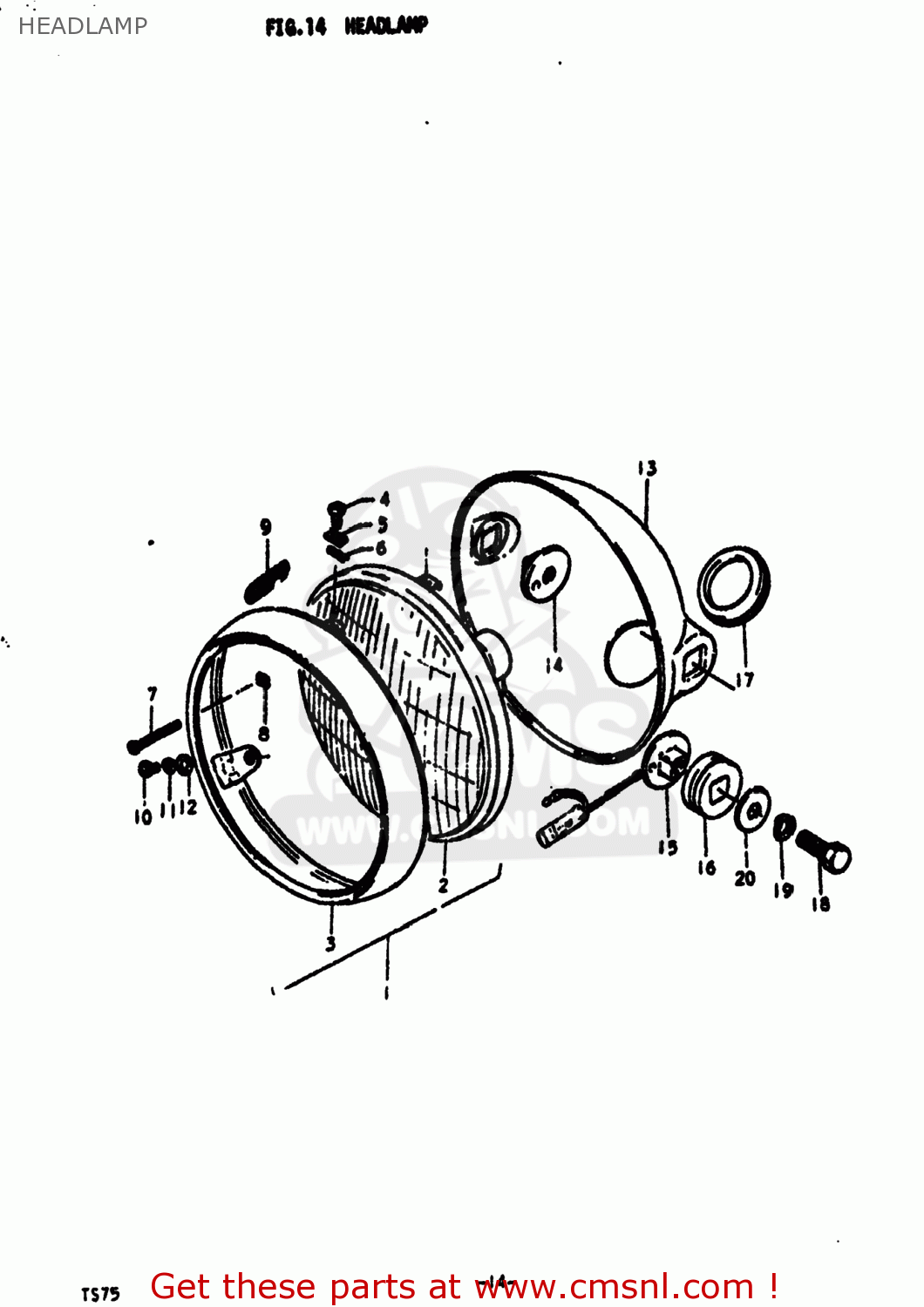 HEADLAMP TS75 1976 (A) USA (E03)