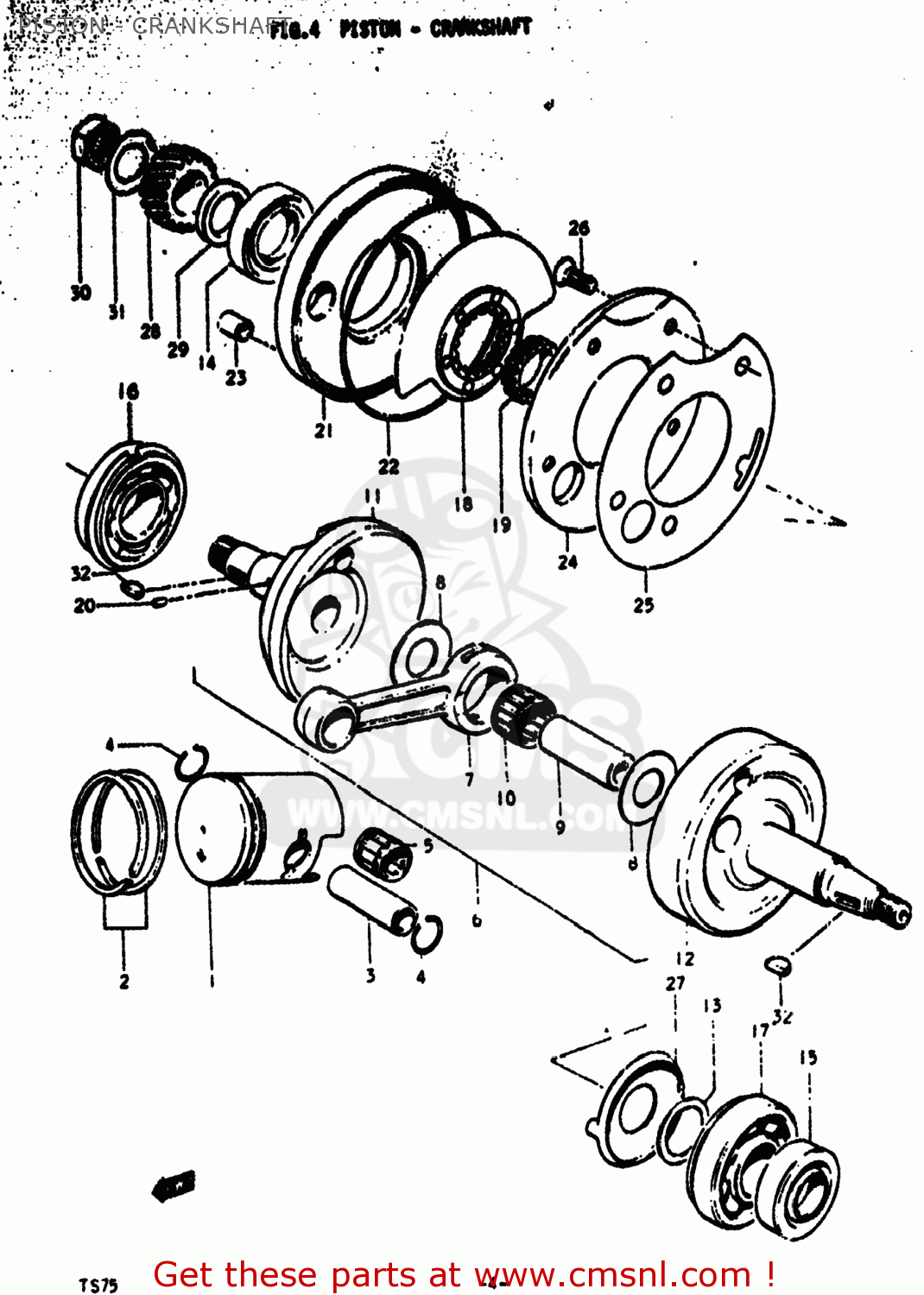 PISTON - CRANKSHAFT TS75 1976 (A) USA (E03)
