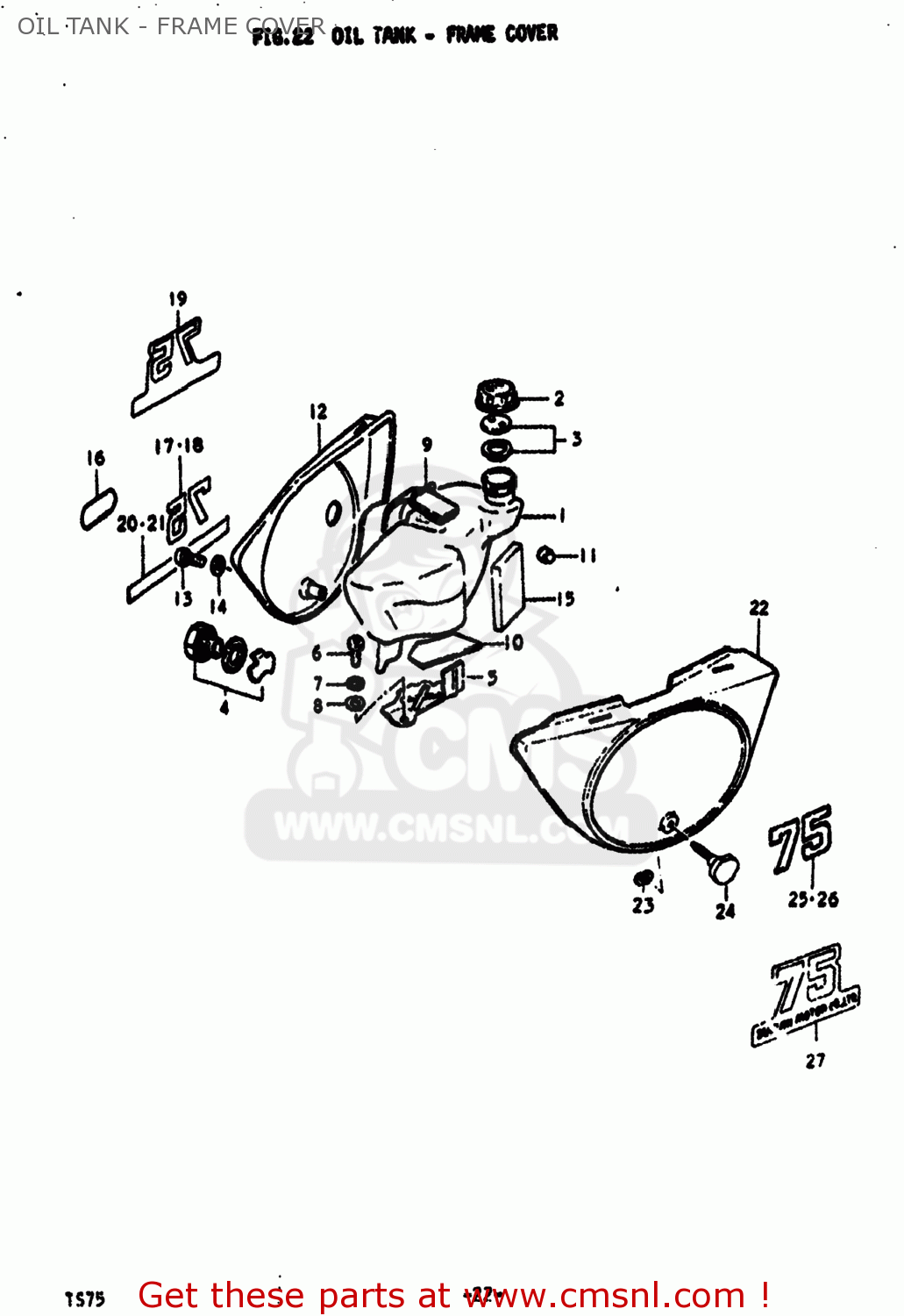 OIL TANK - FRAME COVER TS75 1977 (B) USA (E03)