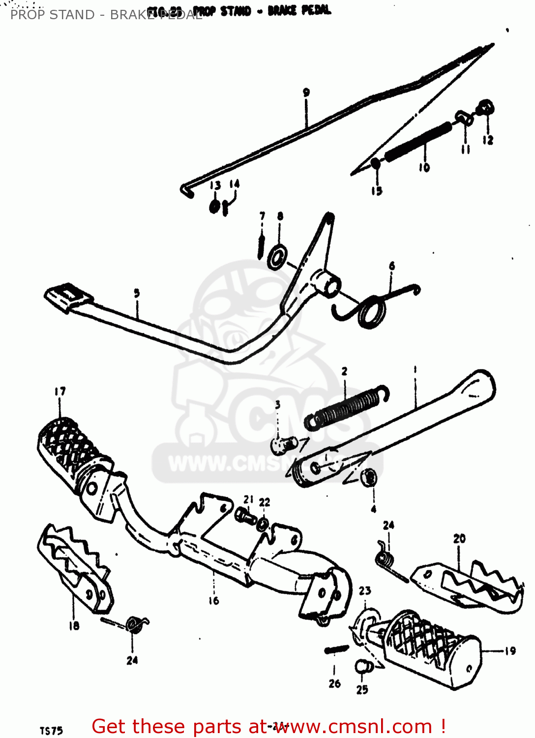 PROP STAND - BRAKE PEDAL TS75 1977 (B) USA (E03)
