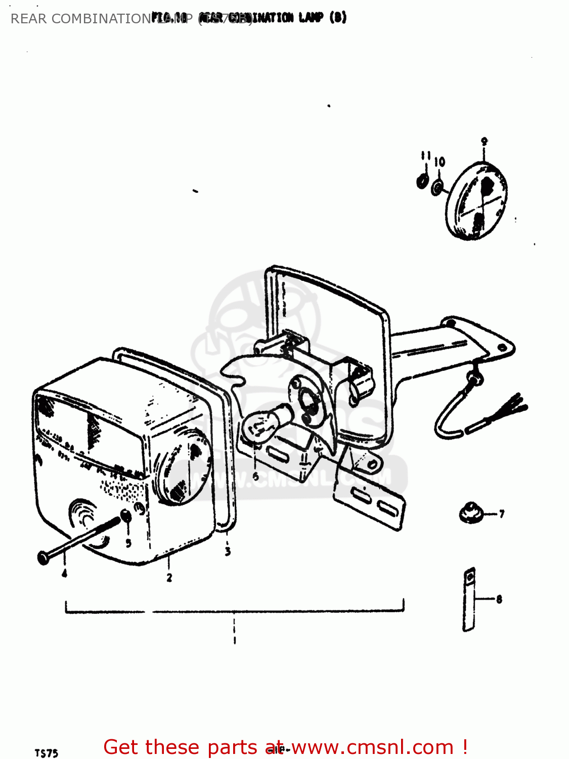 REAR COMBINATION LAMP (TS75B) TS75 1977 (B) USA (E03)