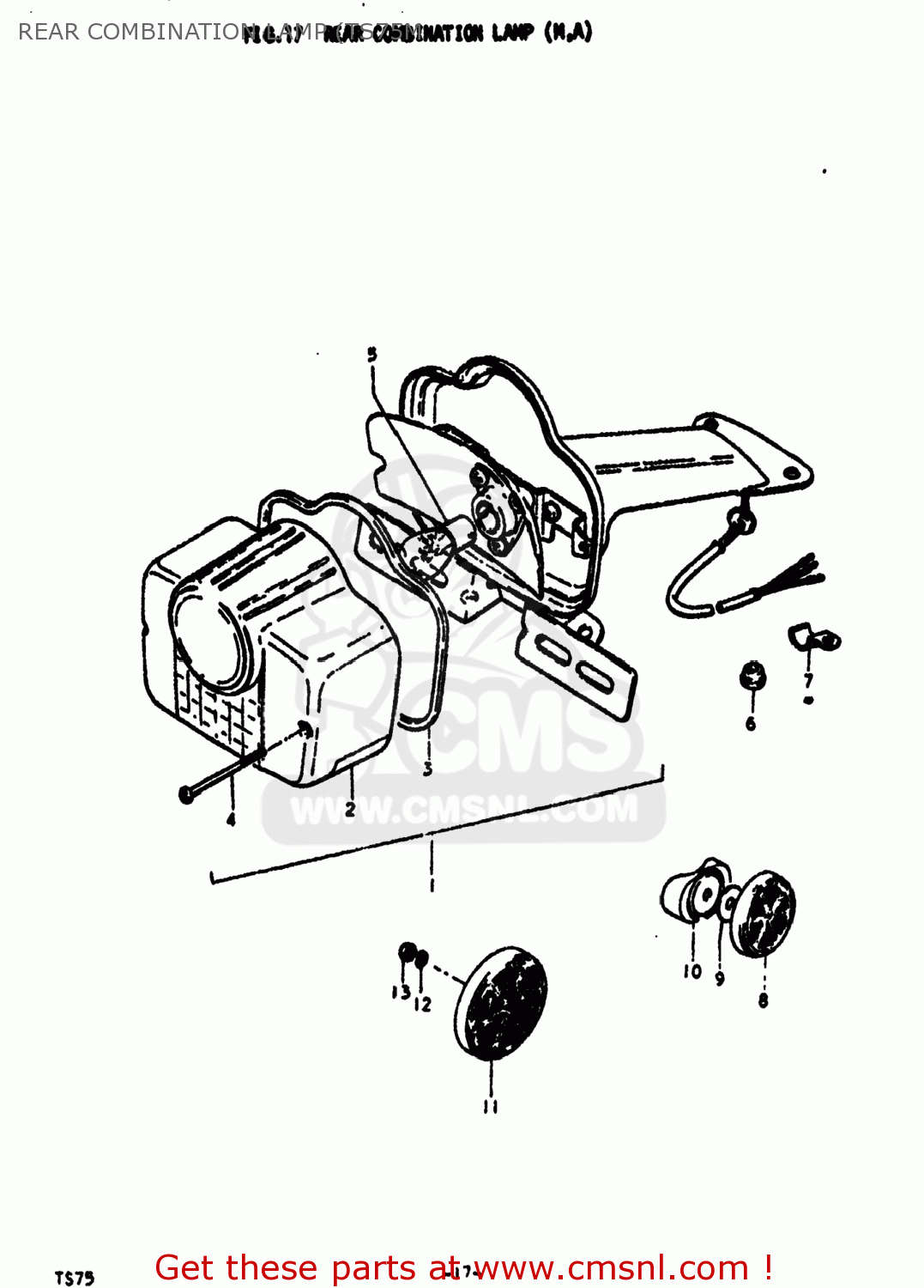 REAR COMBINATION LAMP (TS75M TS75 1977 (B) USA (E03)