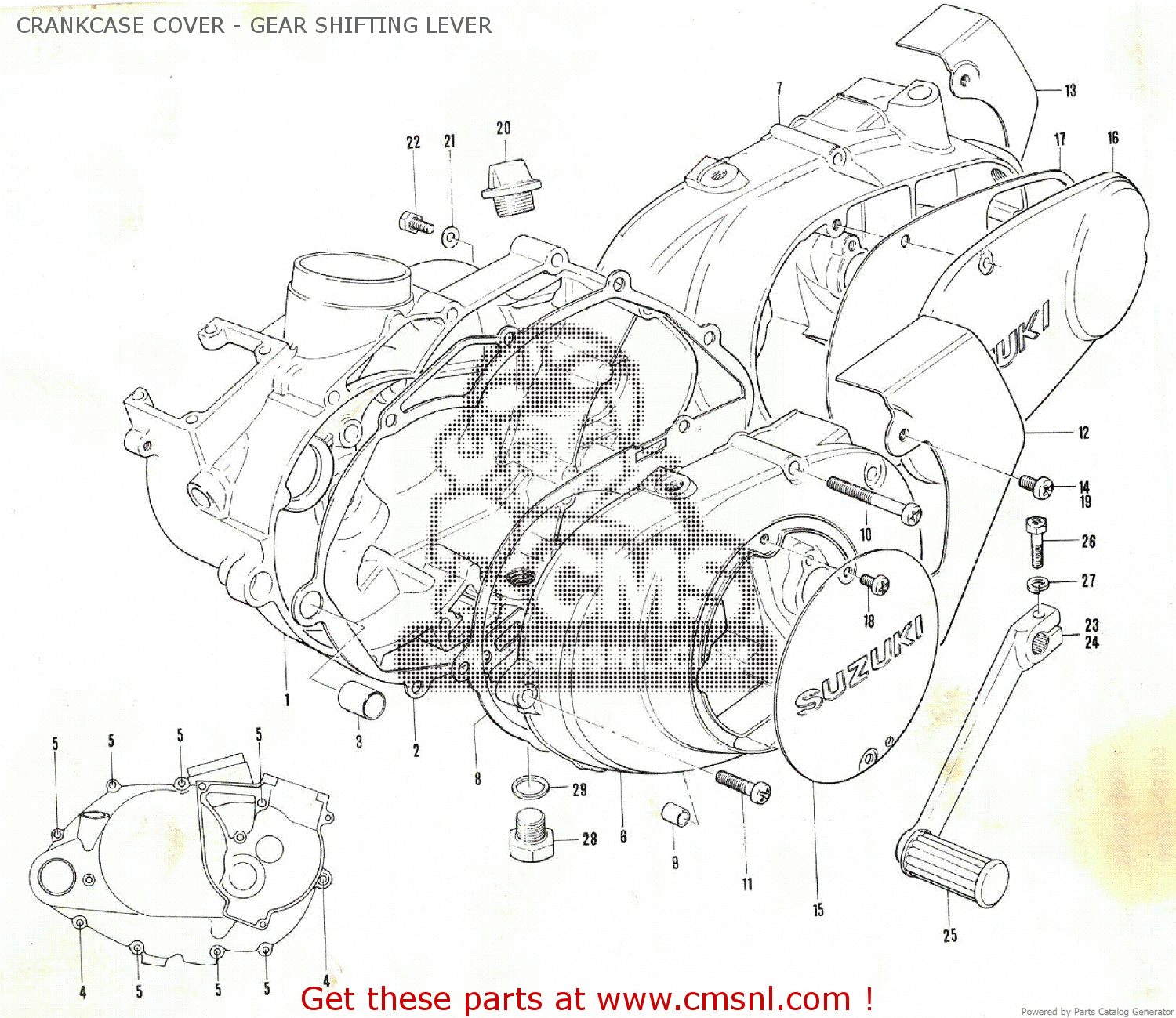 CRANKCASE COVER - GEAR SHIFTING LEVER TS90